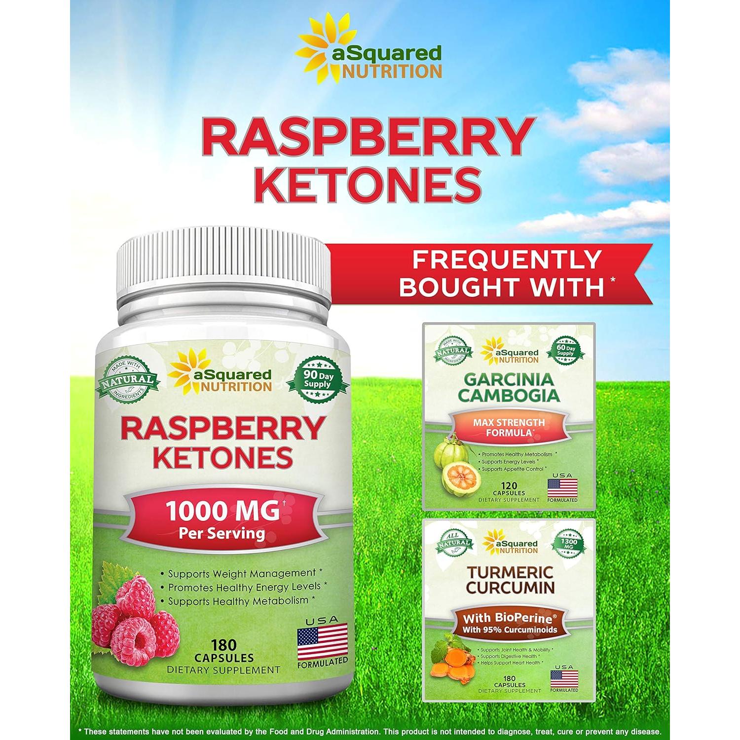 Cetonas de Frambuesa Natural aSquared 1000mg 180 Cápsulas