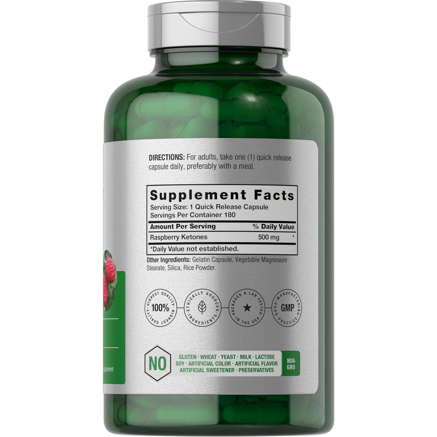 Cetonas de Frambuesa Horbäach 500mg 180 Cápsulas Sin OGM