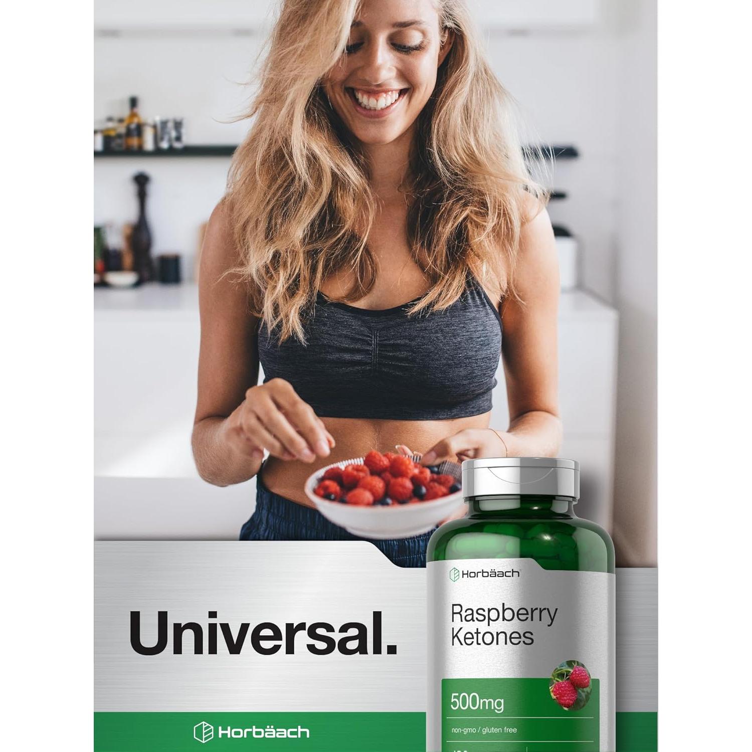 Cetonas de Frambuesa Horbäach 500mg 180 Cápsulas Sin OGM