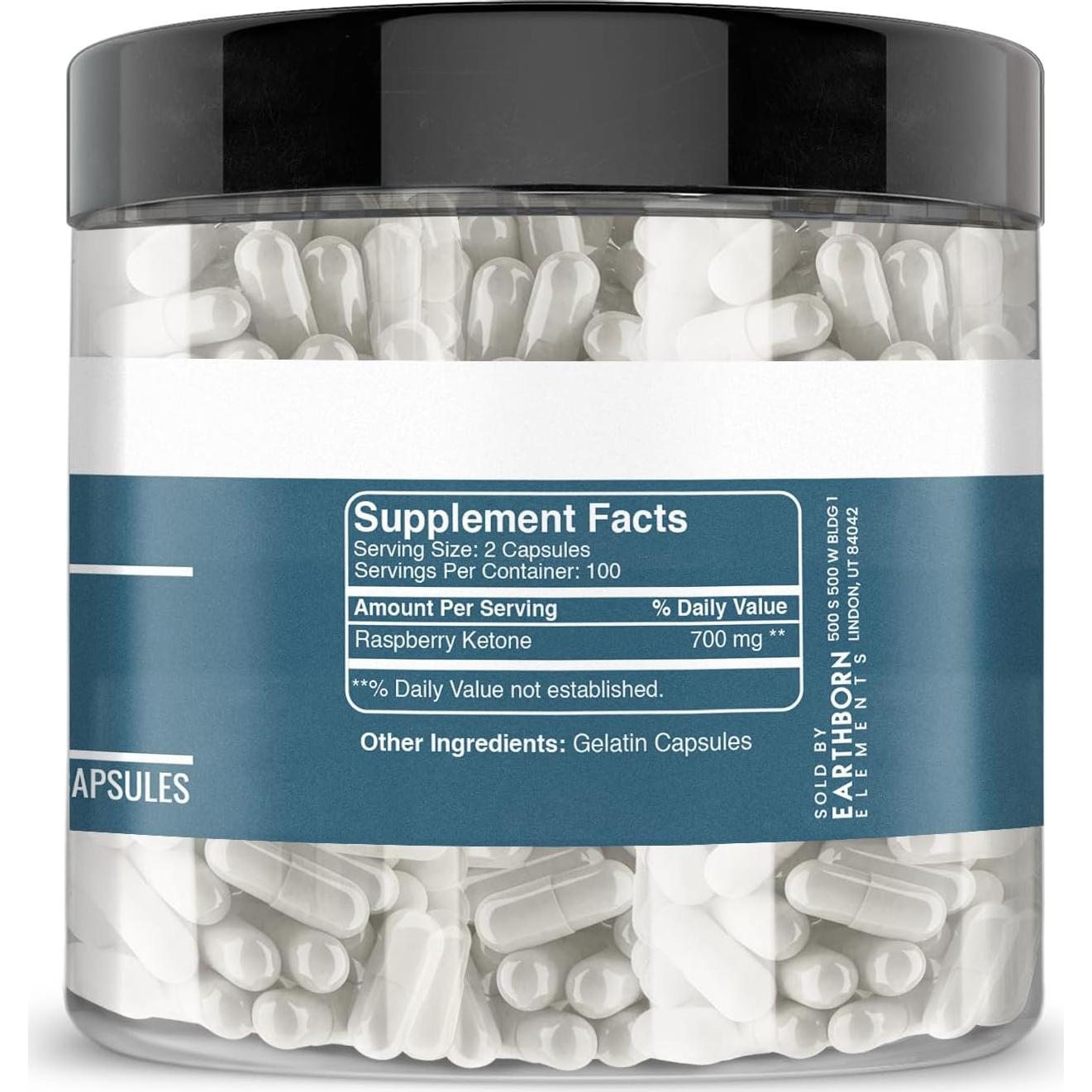 Tonos de Frambuesa Earthborn Elements 200 Cápsulas Puras