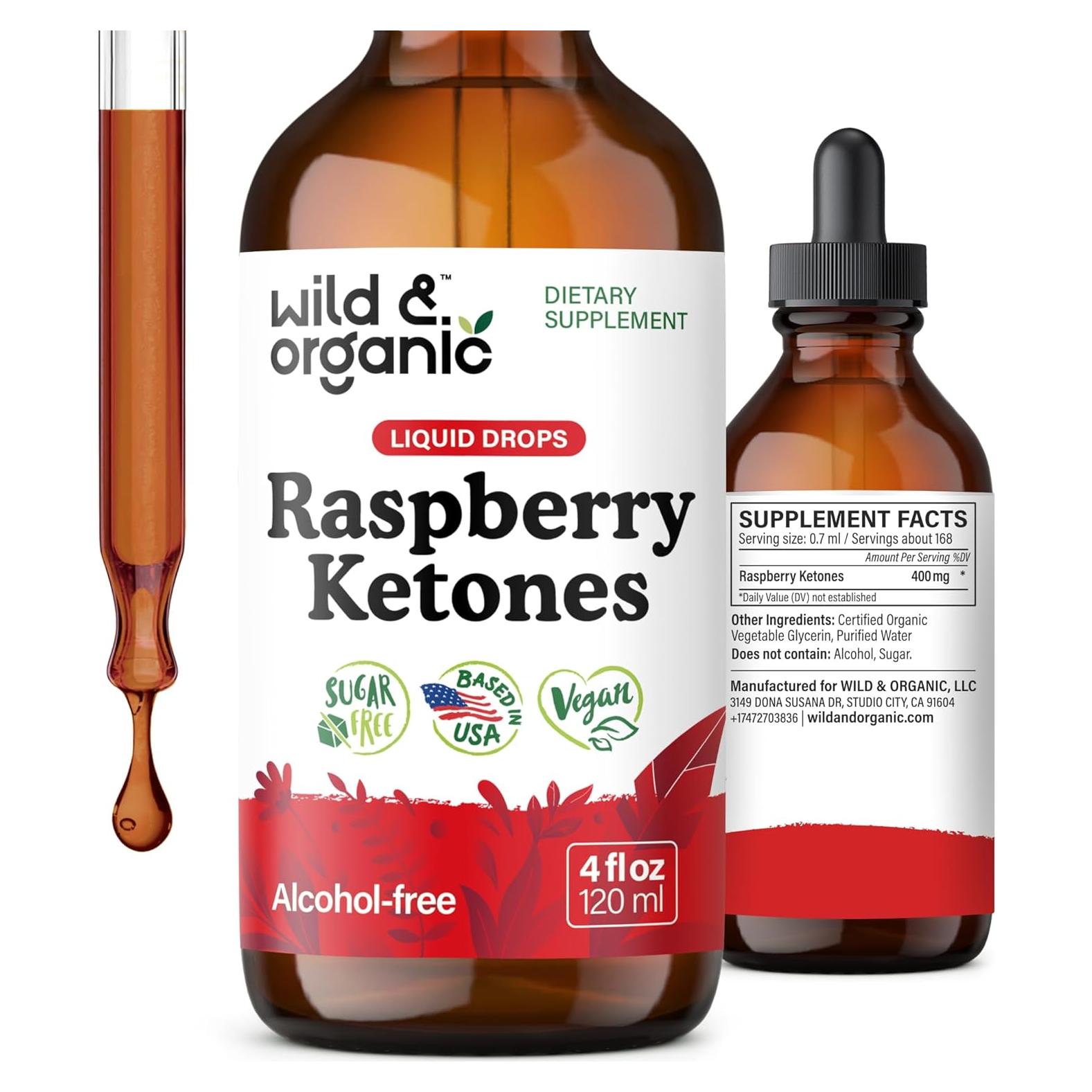 Gotas Líquidas de Cetonas de Frambuesa Silvestre 118 ml - Vegano