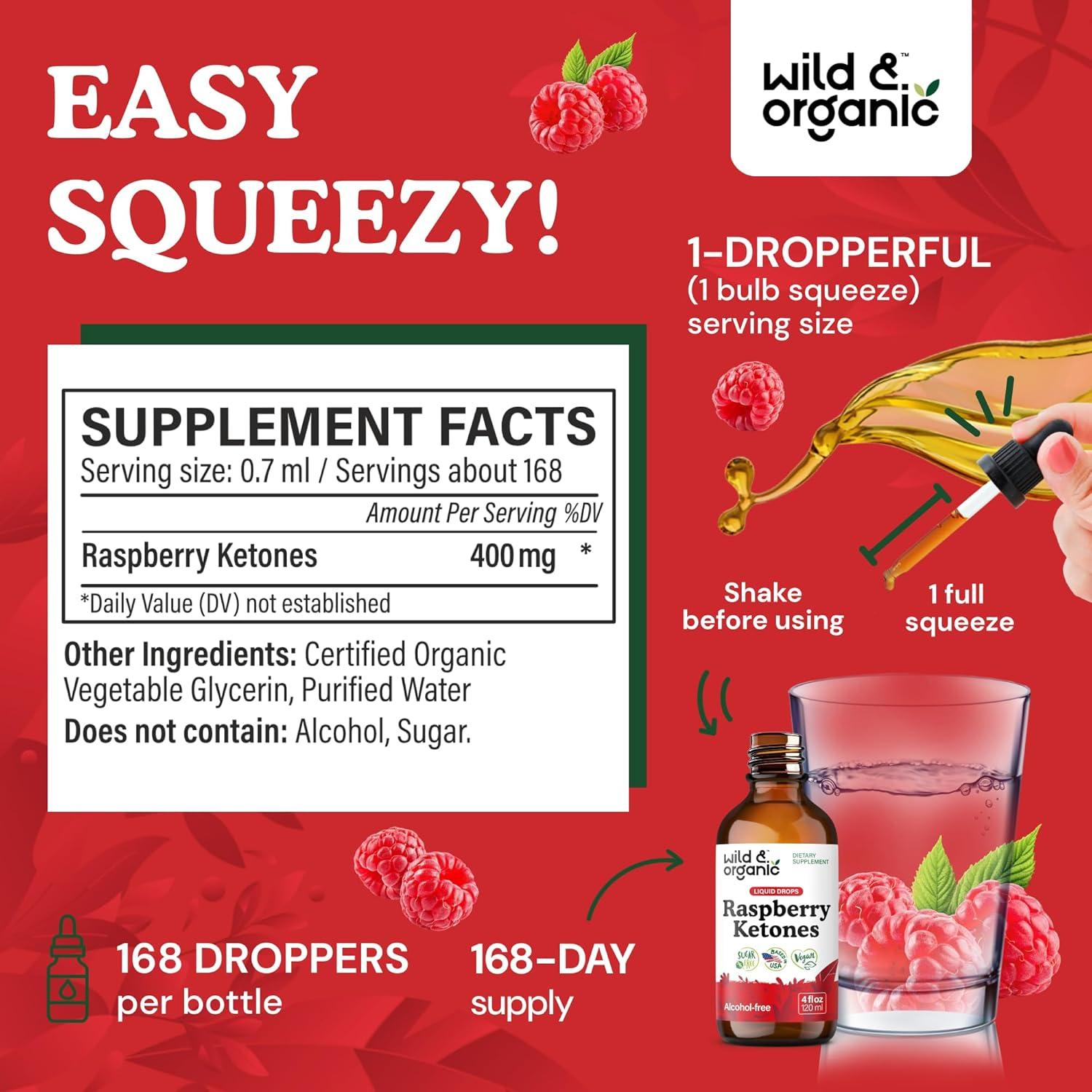 Gotas Líquidas de Cetonas de Frambuesa Silvestre 118 ml - Vegano