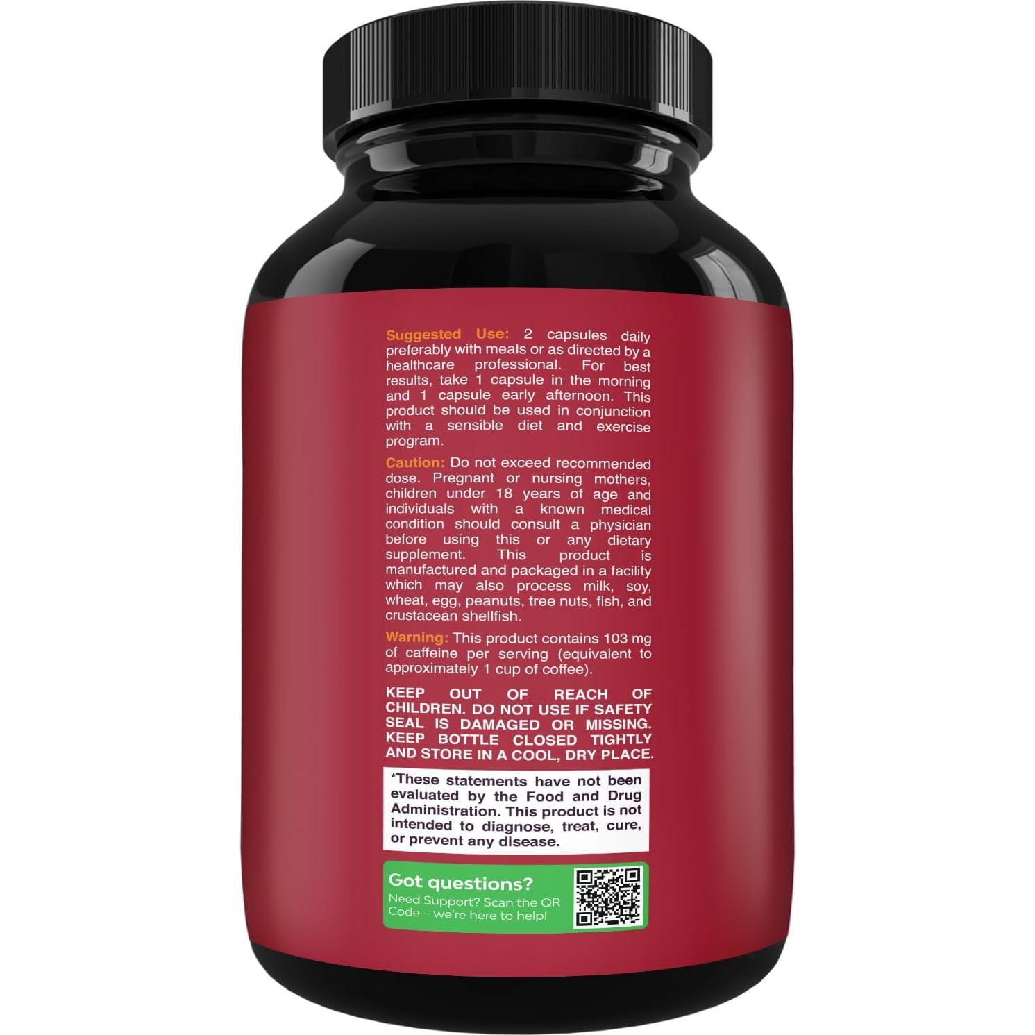 Suplemento de Cetonas de Frambuesa Puro 500 mg - 60 Cápsulas