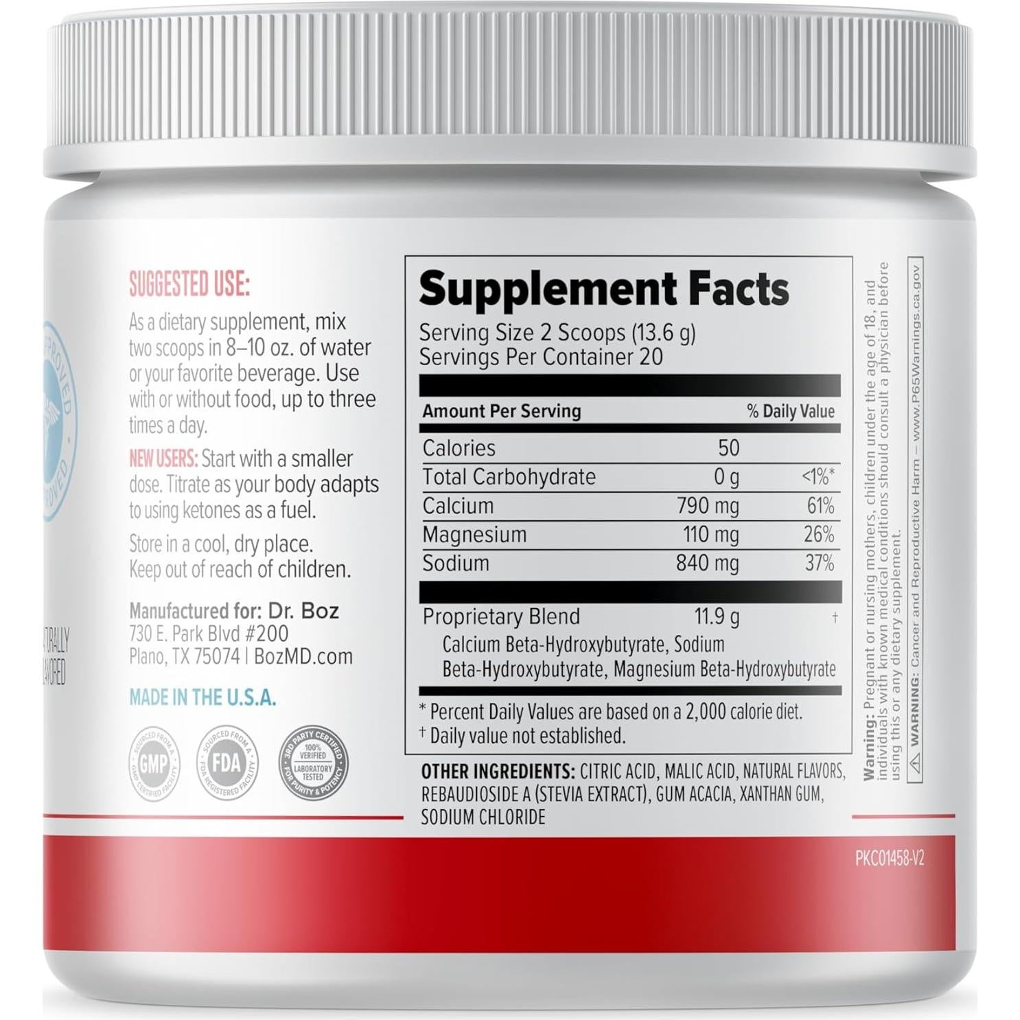 Polvo de BHB Keto Dr. Boz - Limonada de Frambuesa 20 Porciones