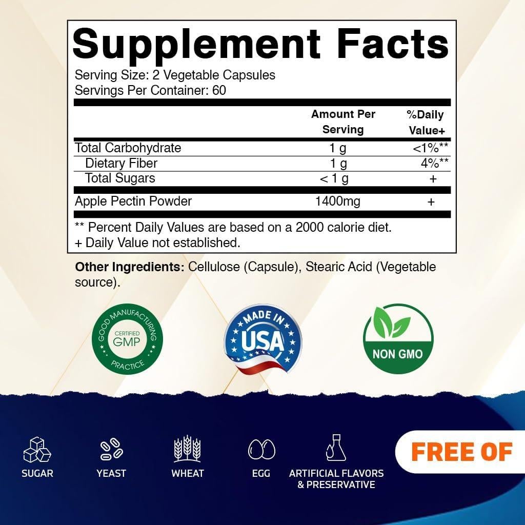 Pectina de Manzana Vitamatic 700mg 240 Cápsulas Vegetarianas