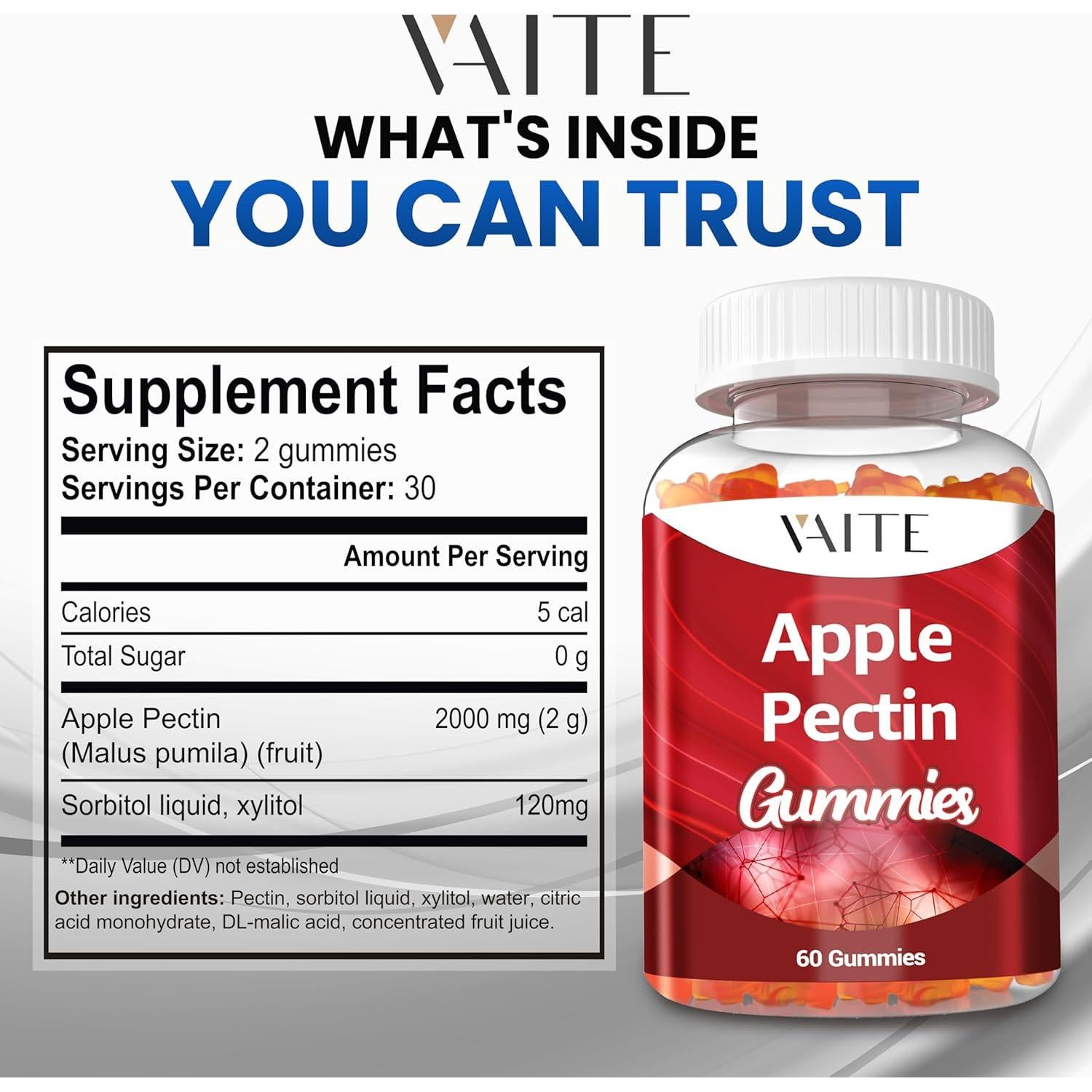 Gomitas de Pectina de Manzana VAITE - 60 Unidades Sin Gluten