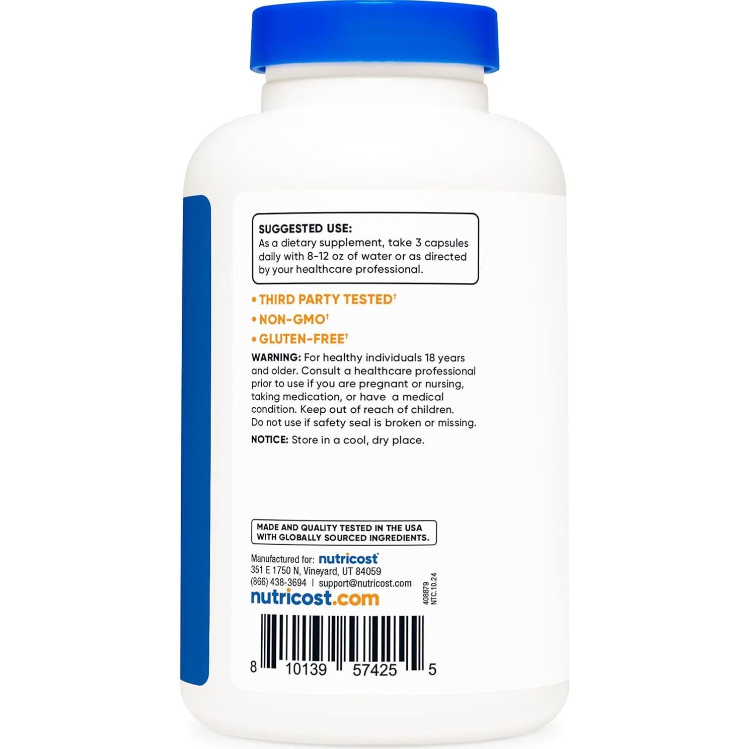 Cápsulas de Pectina de Manzana Nutricost 2100mg 180 Cápsulas