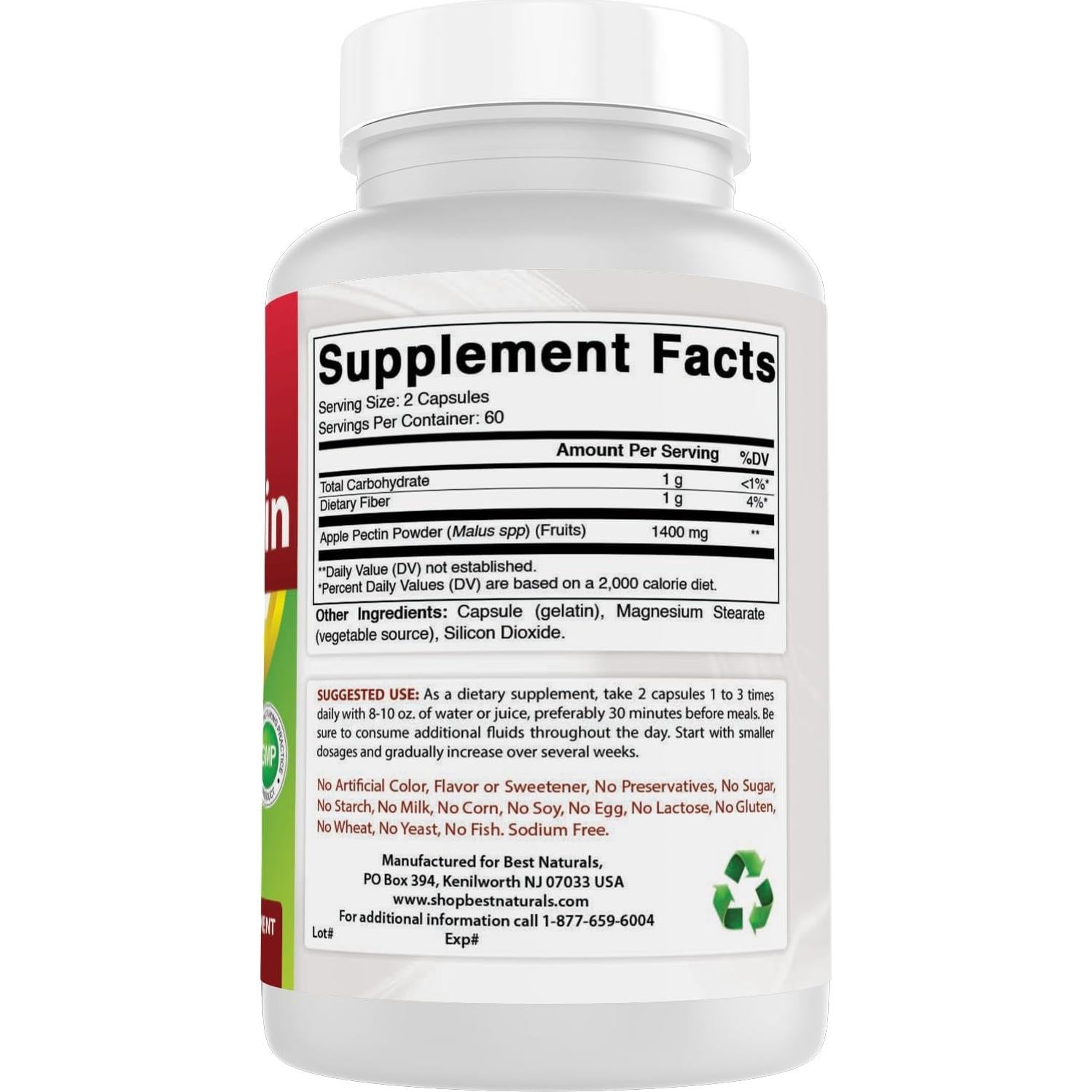 Pectina de Manzana 700 mg Mejores Naturales 120 Cápsulas