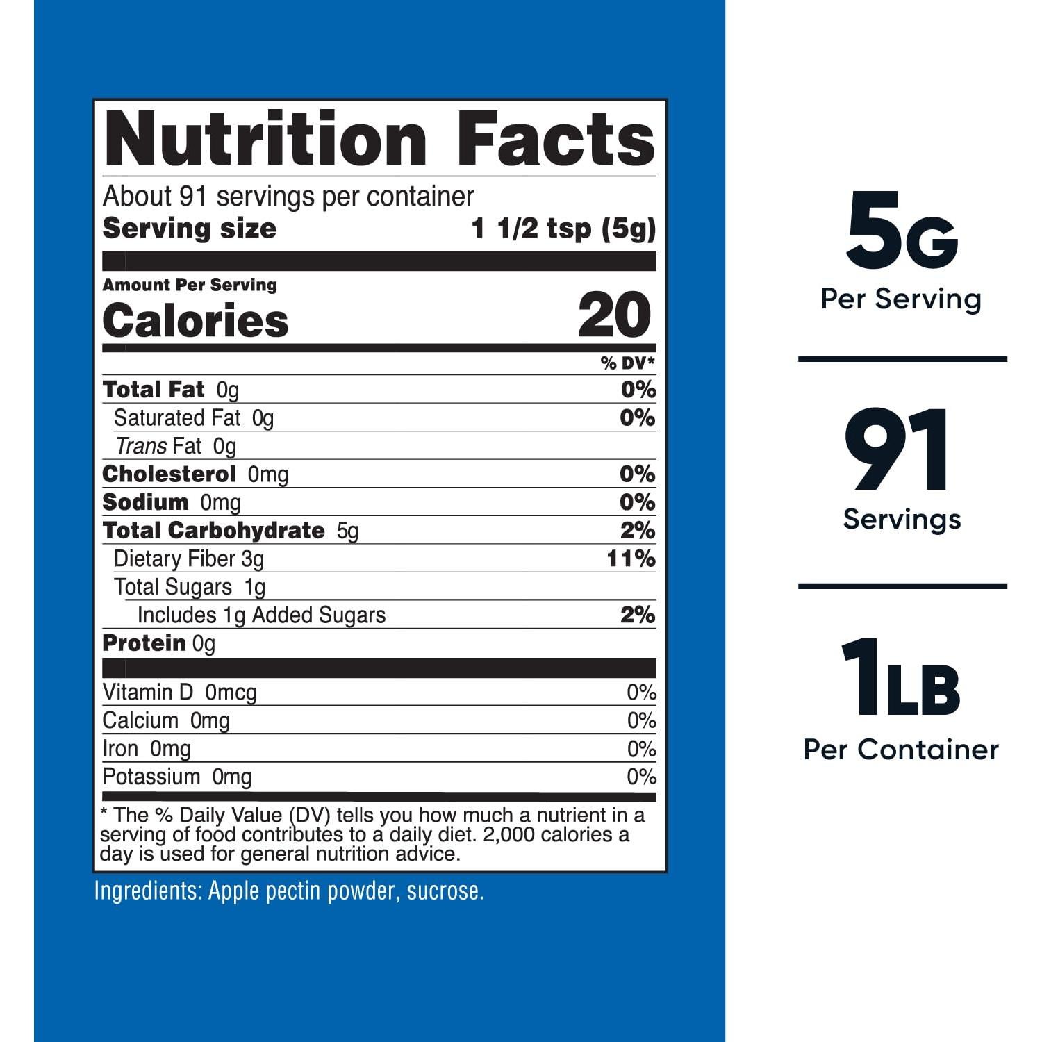 Polvo de Pectina de Manzana Nutricost 450g Sin Sabor