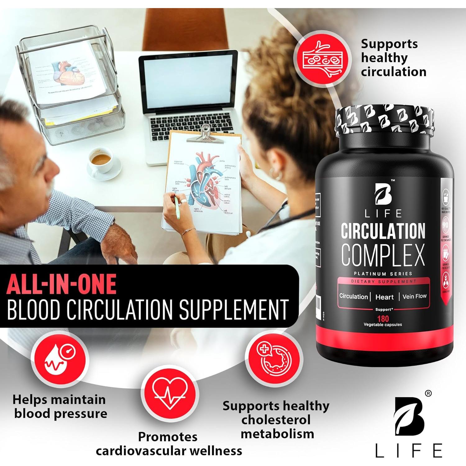 Complejo Circulatorio B Life - 180 Cápsulas de L-arginina