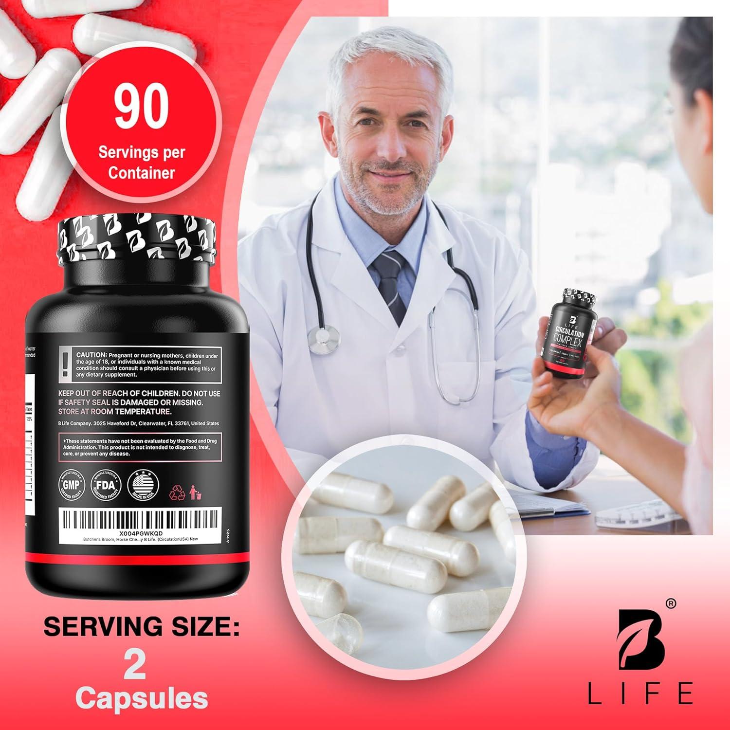 Complejo Circulatorio B Life - 180 Cápsulas de L-arginina