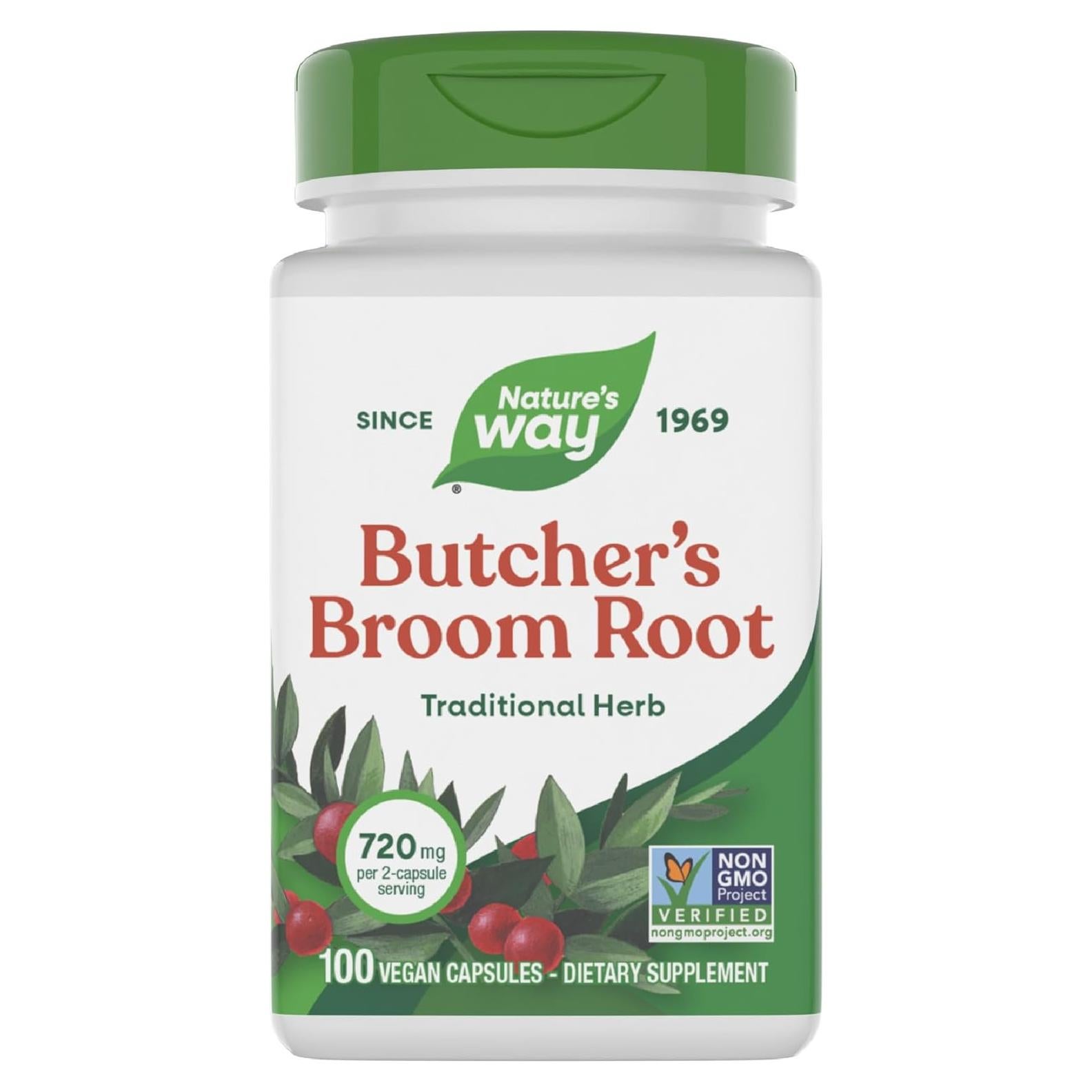 Escoba de Carnicero Nature's Way 720 mg 100 Cápsulas Veganas