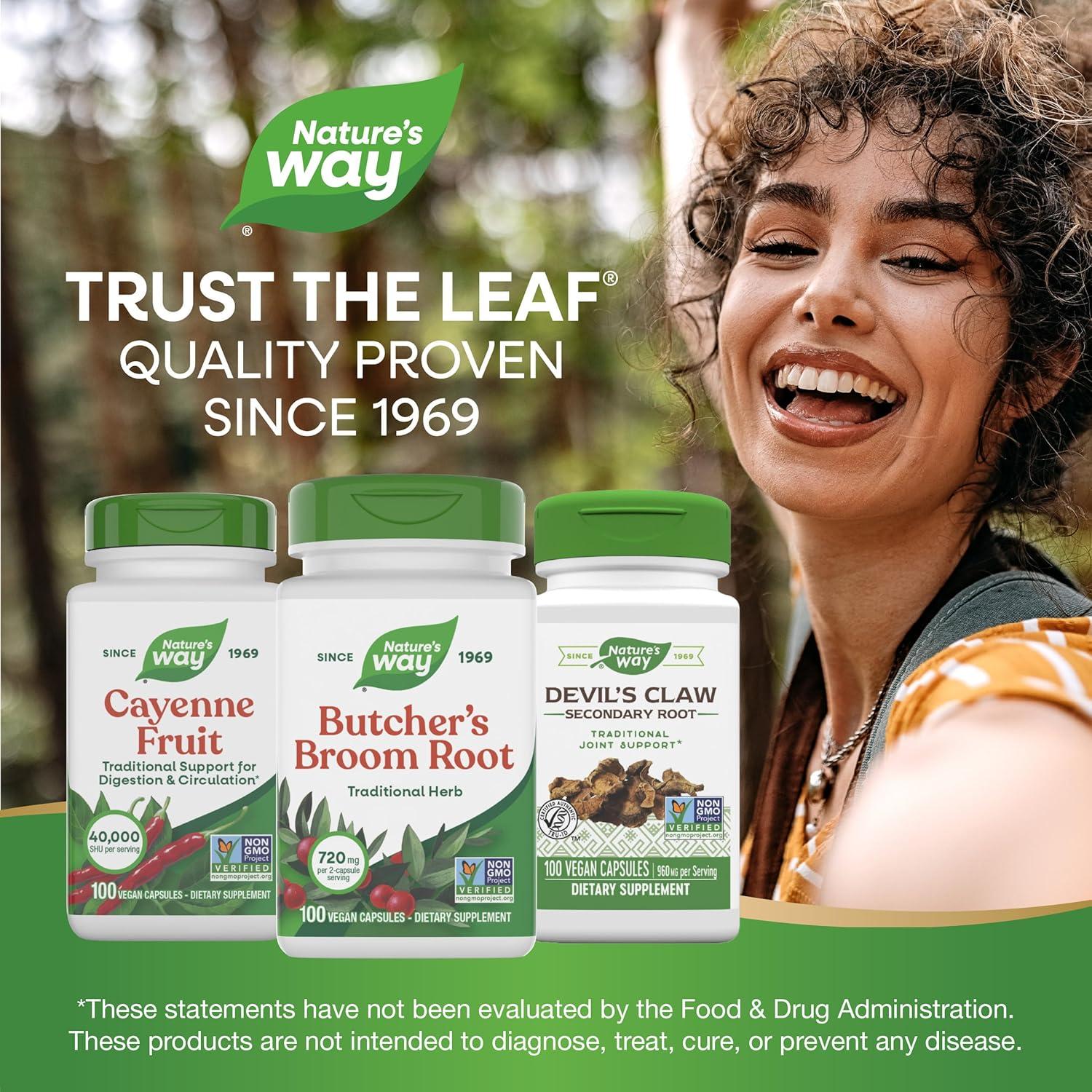 Escoba de Carnicero Nature's Way 720 mg 100 Cápsulas Veganas