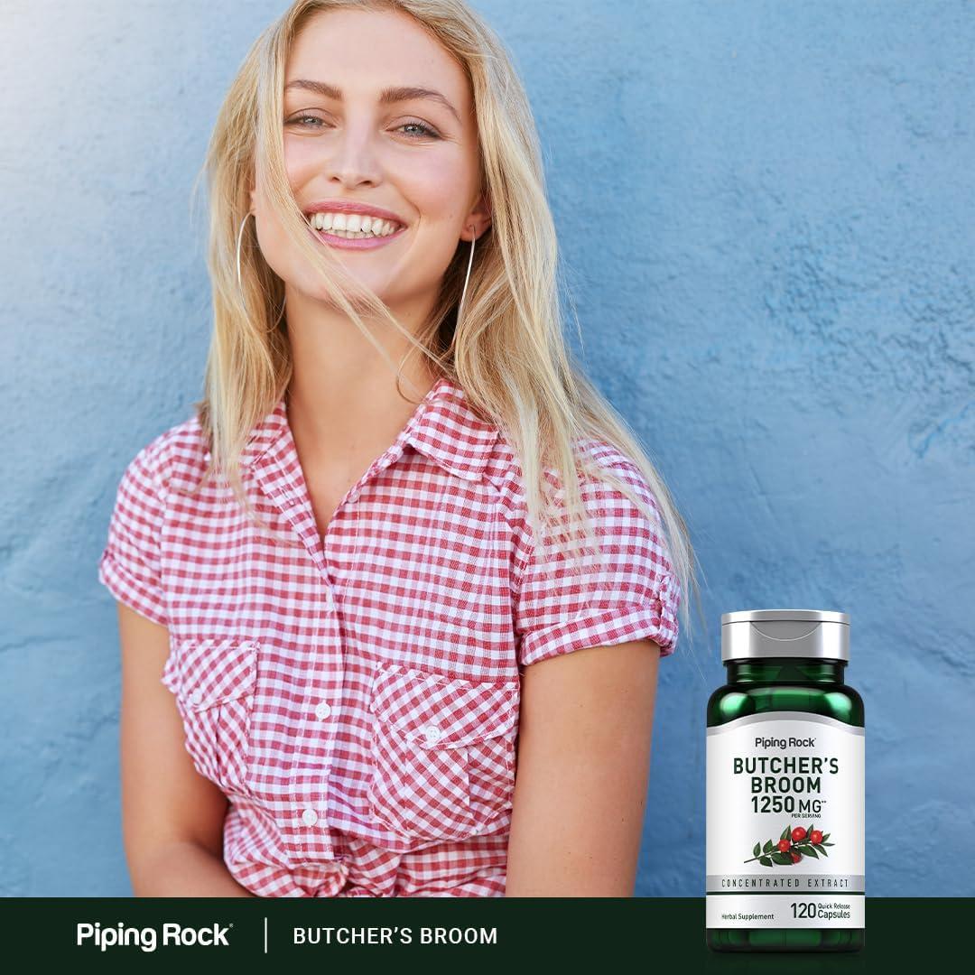 Suplemento Herbal Piping Rock Escoba de Carnicero 1250 mg 120 Cápsulas