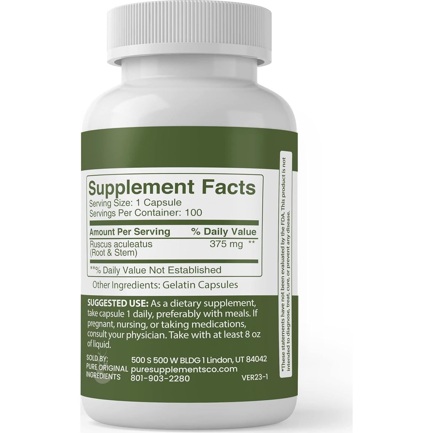 Cápsulas de Escoba de Carnicero 100% Puras 100 Unidades