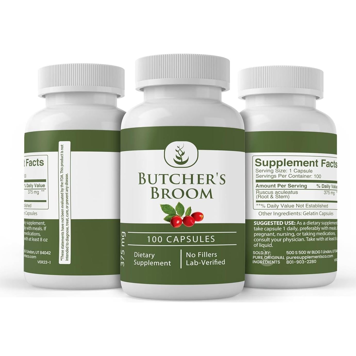 Cápsulas de Escoba de Carnicero 100% Puras 100 Unidades