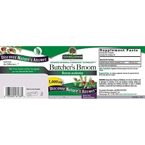Suplemento Vegano Raíz de Butcher's Broom Nature's Answer 90 Cápsulas