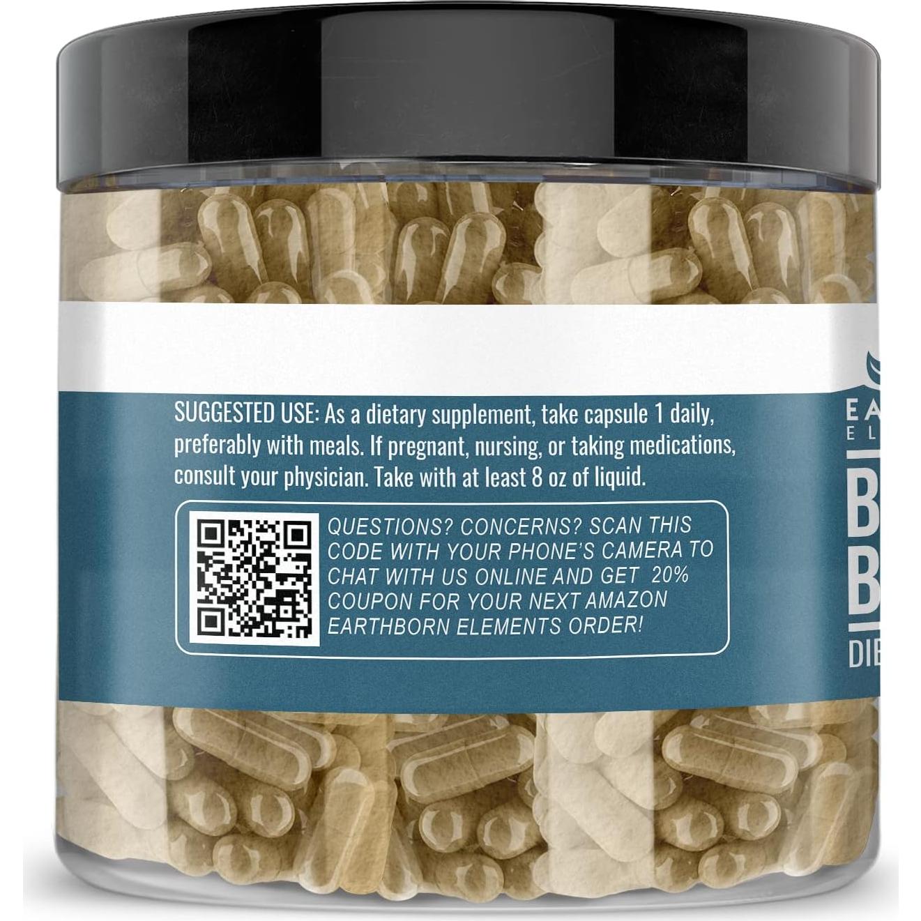 Escoba de Butcher Earthborn Elements 200 Cápsulas Puras Sin Aditivos