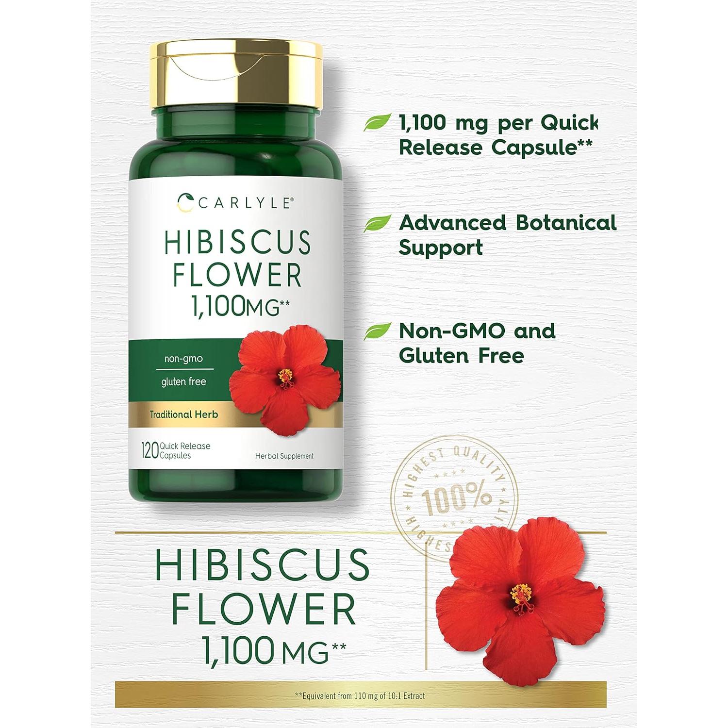 Extracto de Flor de Hibisco Carlyle 1100 mg | 120 Cápsulas