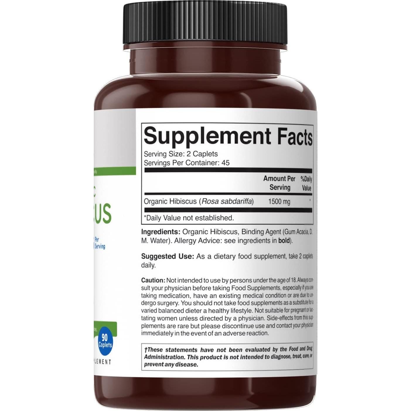 Hibisco Orgánico Brieofood 1500mg 90 Tabletas Vegetarianas