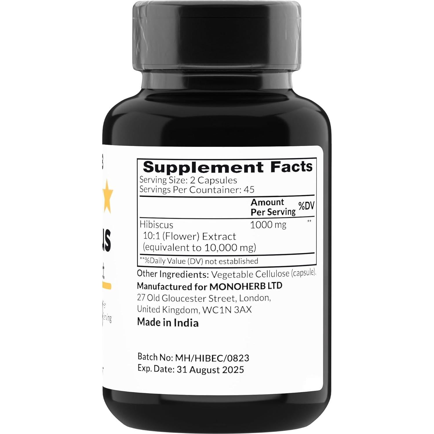 Extracto de Hibisco Monoherb 1000 mg - 90 Cápsulas Vegetales