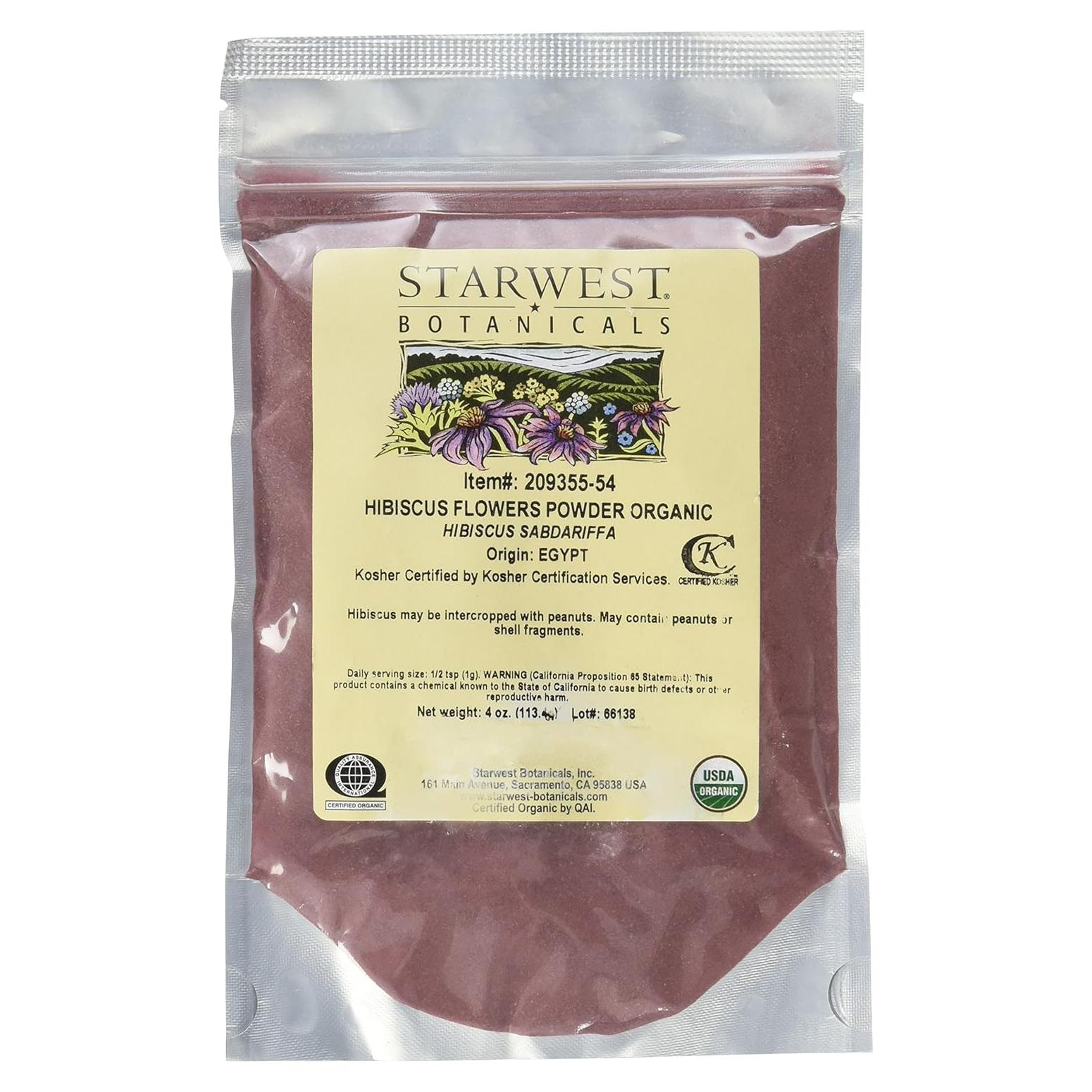 Polvo de Flor de Hibisco Orgánico Starwest Botanicals 113g