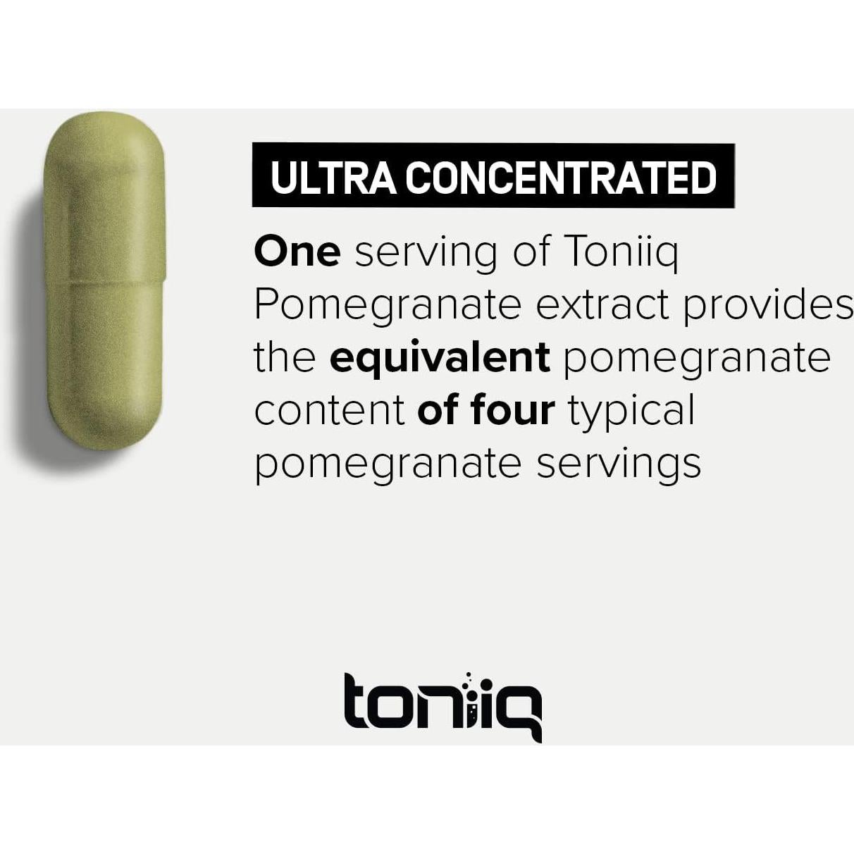 Extracto de Granada Toniiq 1200 mg 90% Ácido Elágico 120 Cápsulas