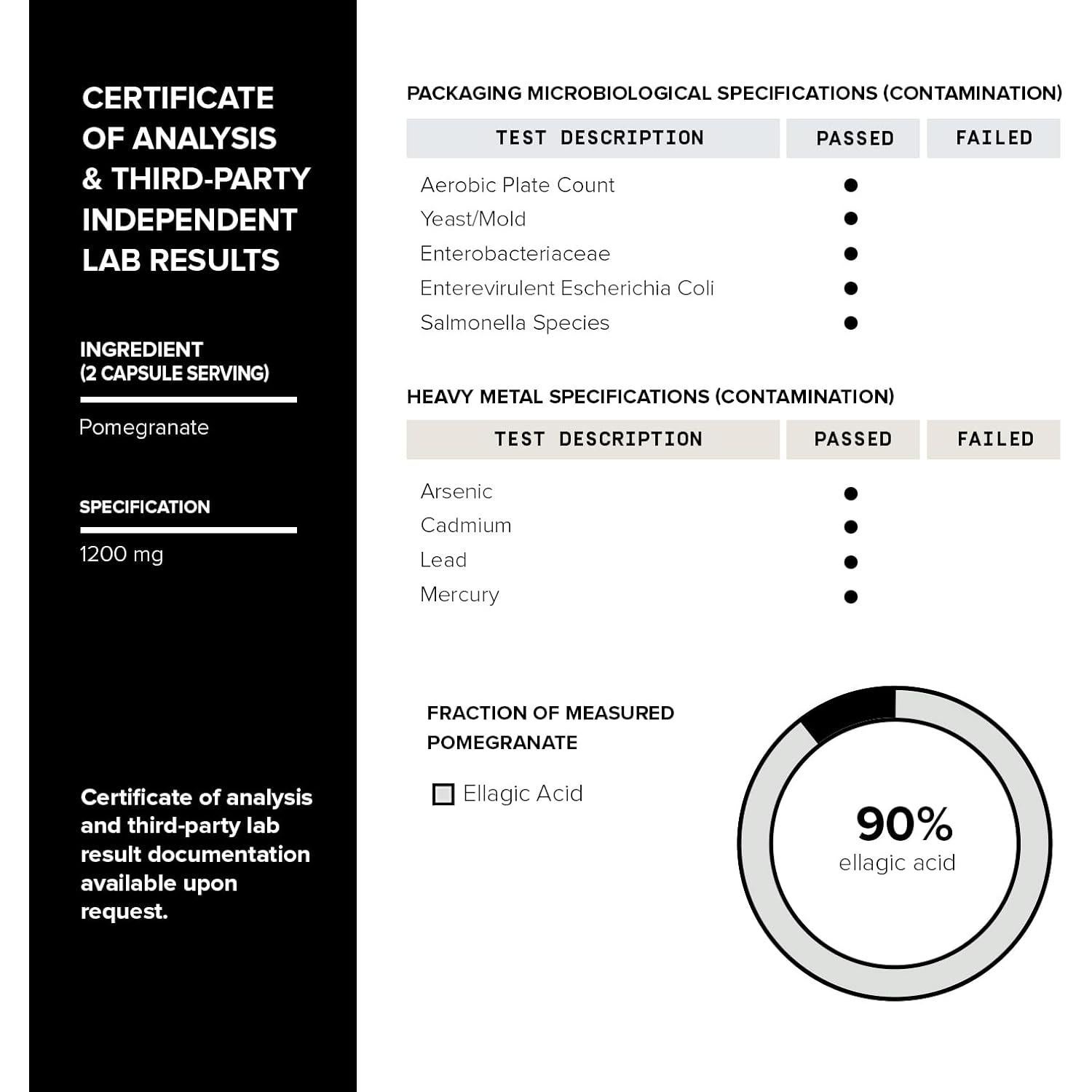 Extracto de Granada Toniiq 1200 mg 90% Ácido Elágico 120 Cápsulas