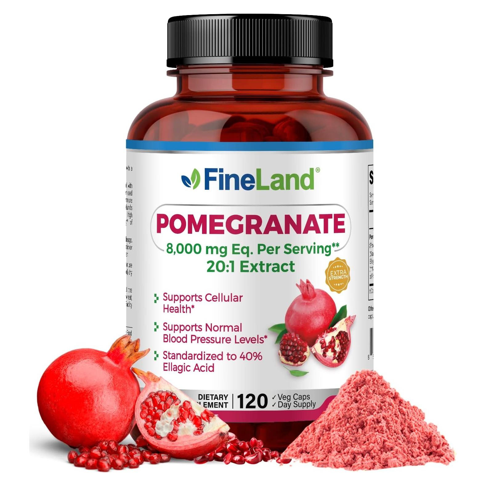 Extracto de Granada FineLand 8000 mg 40% Ácido Elágico 120 Cápsulas Veganas