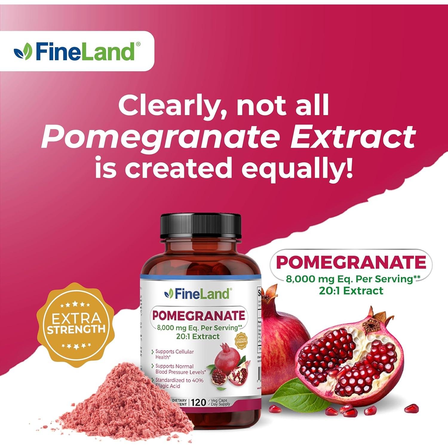 Extracto de Granada FineLand 8000 mg 40% Ácido Elágico 120 Cápsulas Veganas