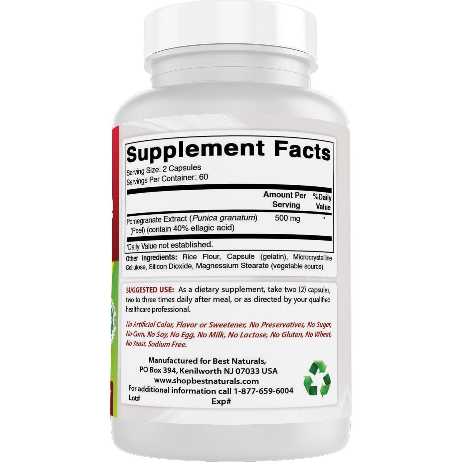 Extracto de Granada Best Naturals 250 mg 120 Cápsulas