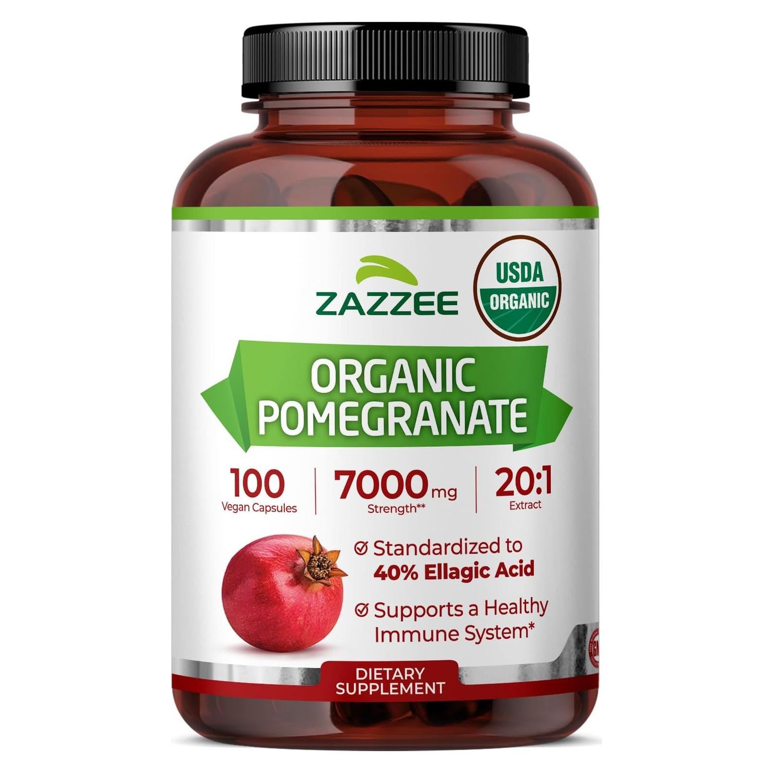 Zazzee Extracto de Granada Orgánico 7000 mg 100 Cápsulas Veganas