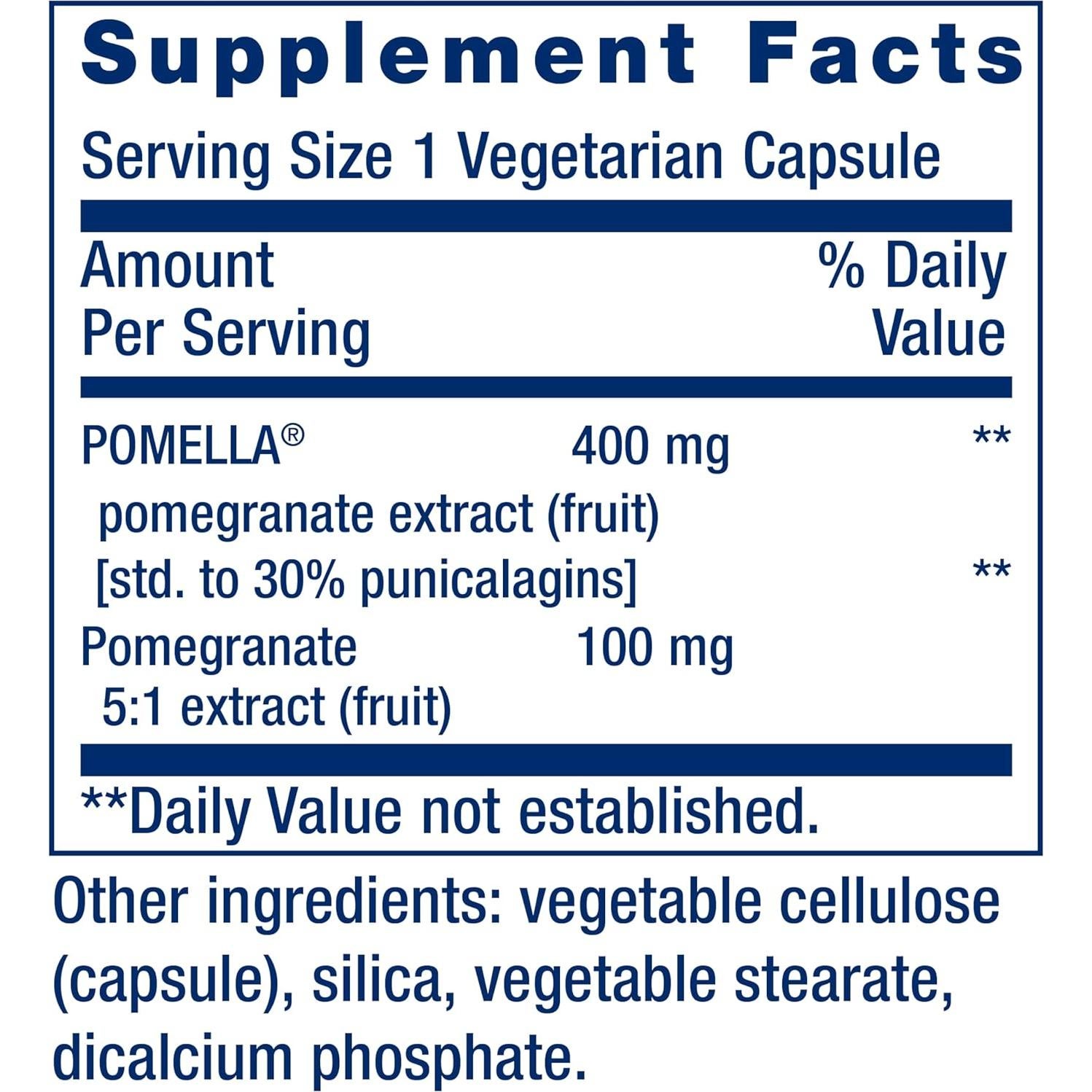 Extracto de Fruta de Granada Life Extension 500 mg 30 Cápsulas