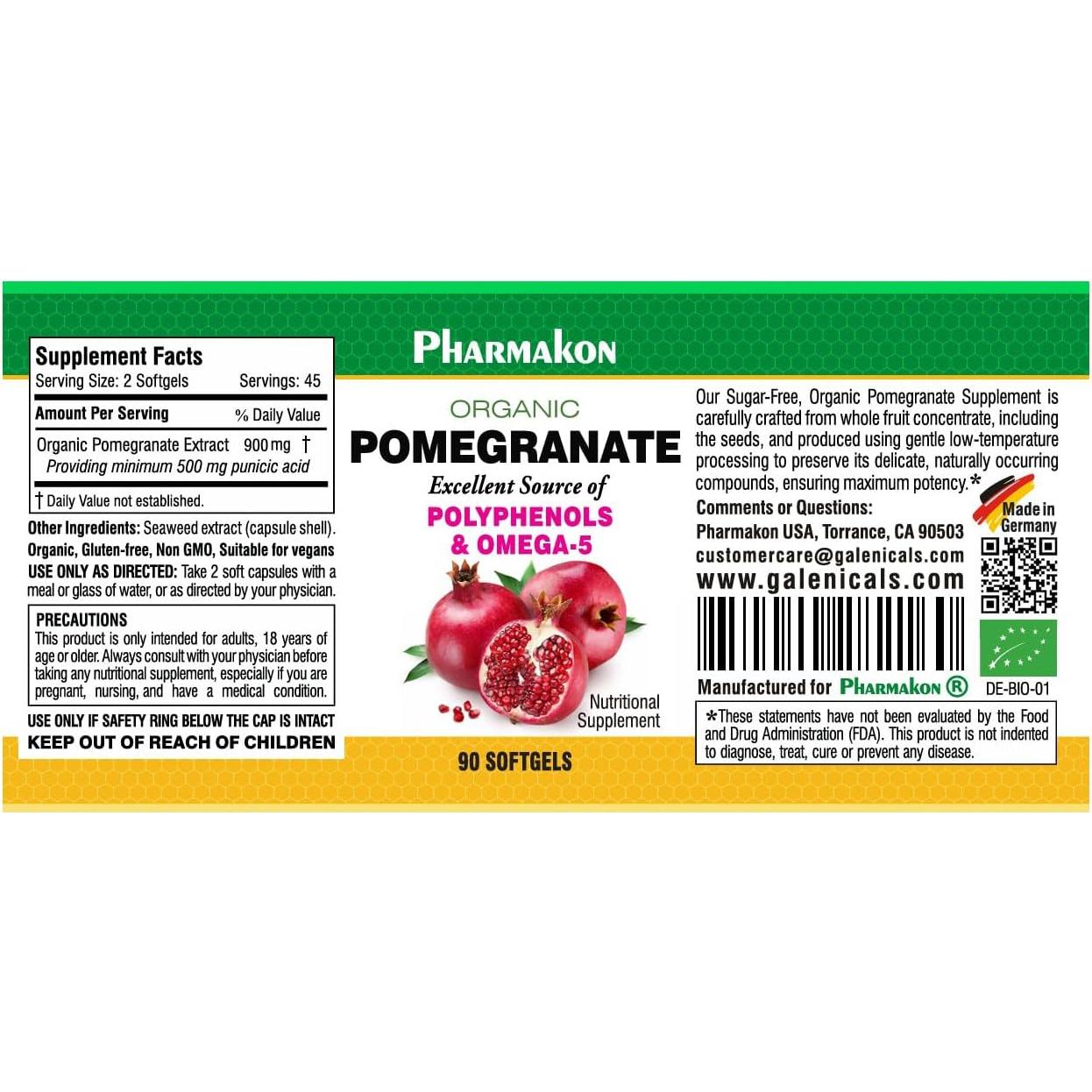 Extracto Orgánico de Granada PHARMAKON 90 Softgels Omega 5