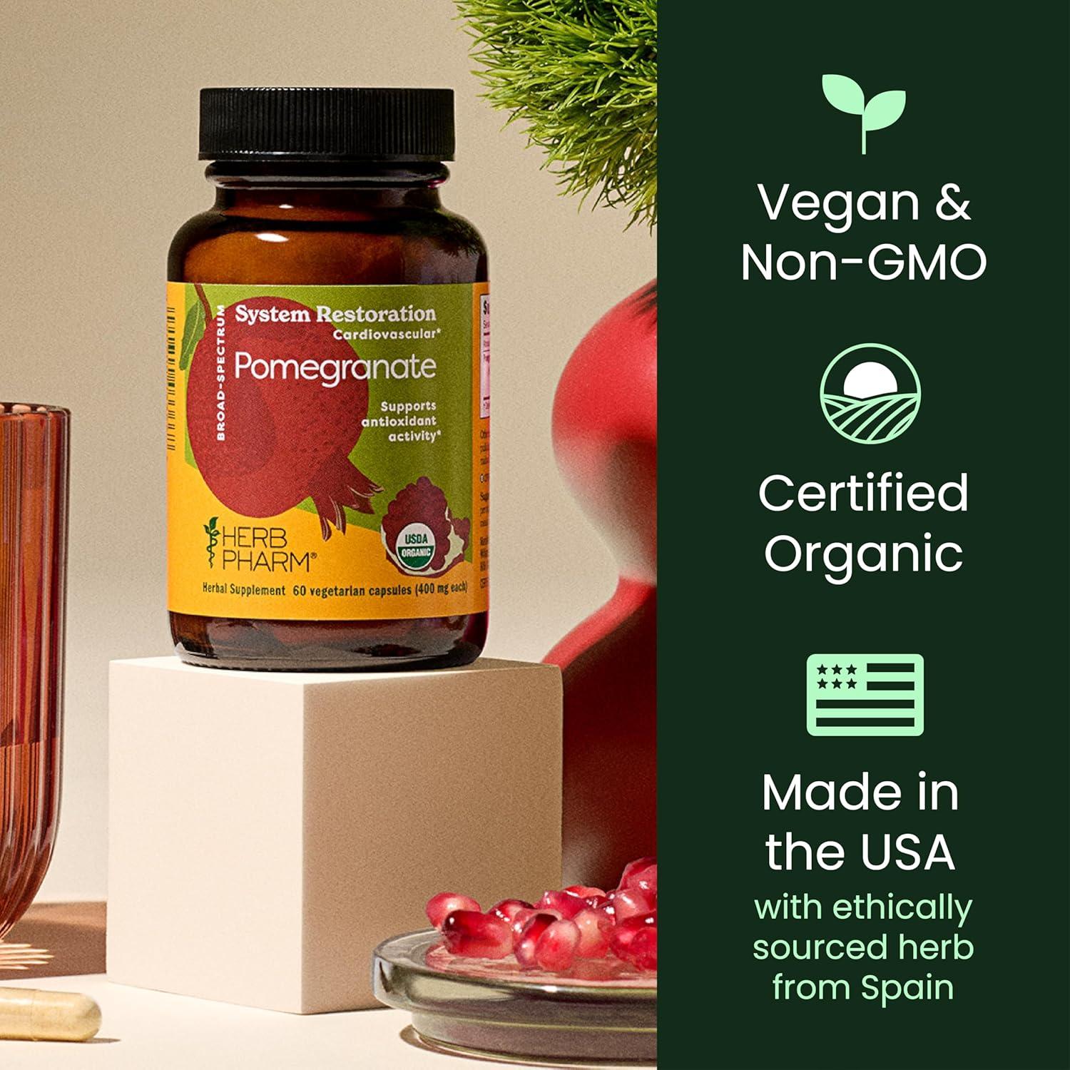 Cápsulas de Granada Orgánica Herb Pharm 60 Veganas 120mg