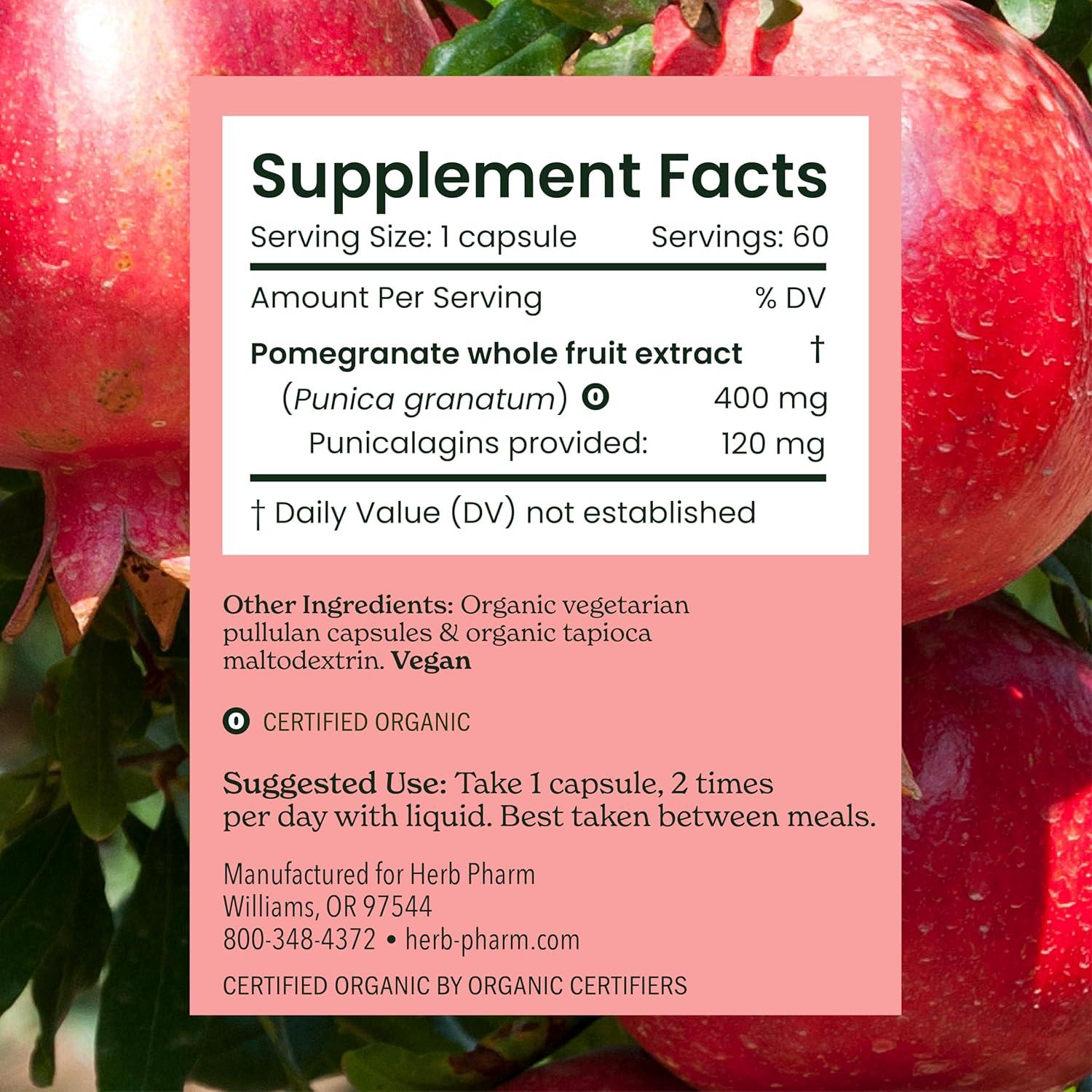 Cápsulas de Granada Orgánica Herb Pharm 60 Veganas 120mg