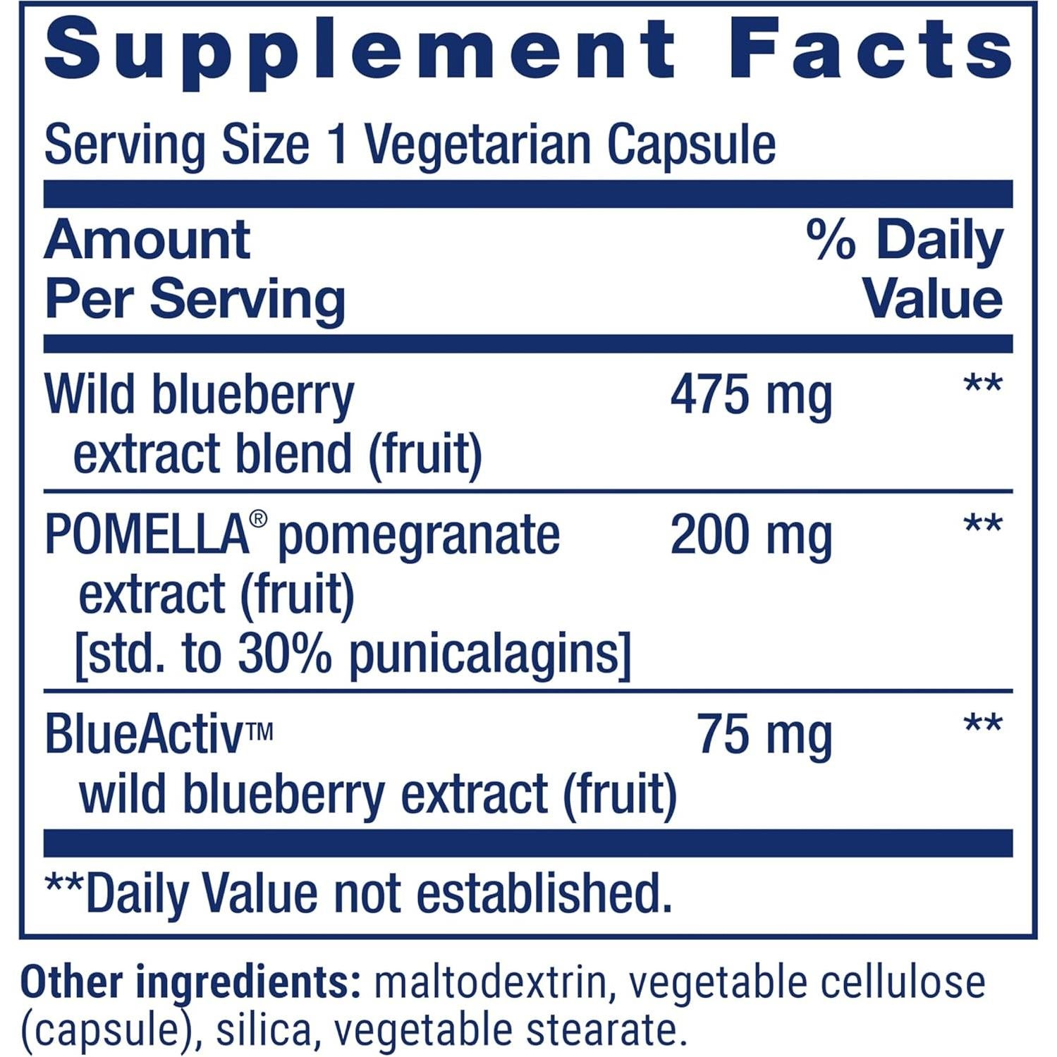 Extracto de Arándano y Granada Life Extension 60 Cápsulas