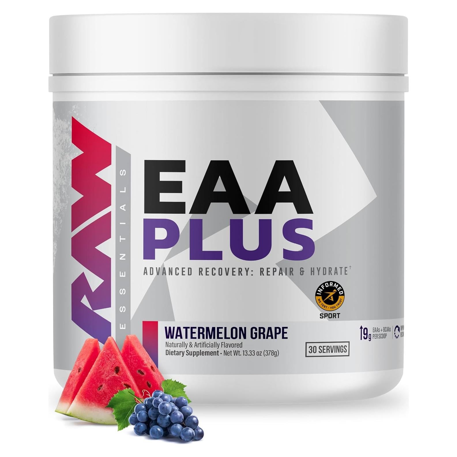 RAW EAA Plus Aminoácidos Esenciales Sandía Uva 30 Porciones