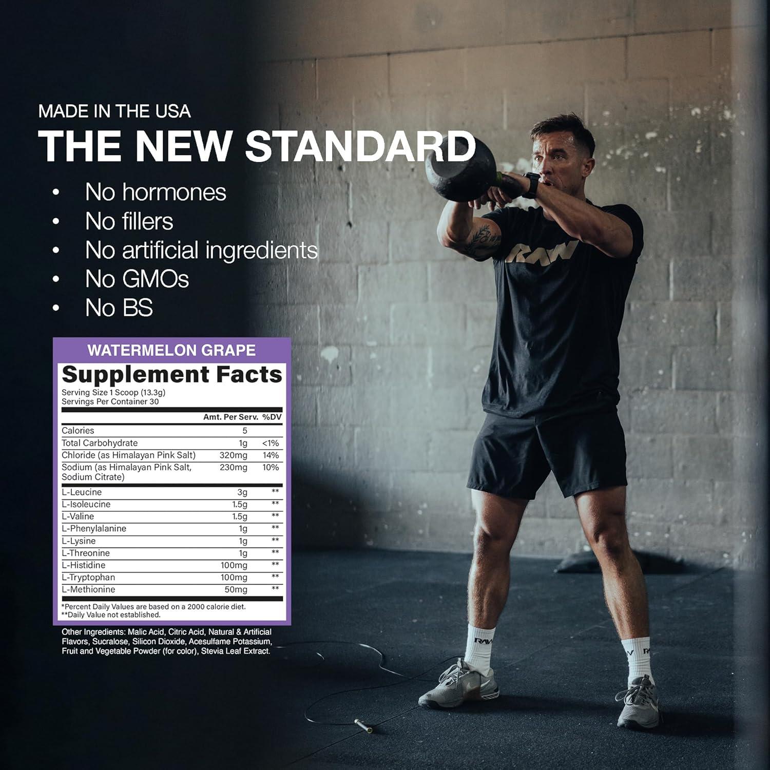 RAW EAA Plus Aminoácidos Esenciales Sandía Uva 30 Porciones