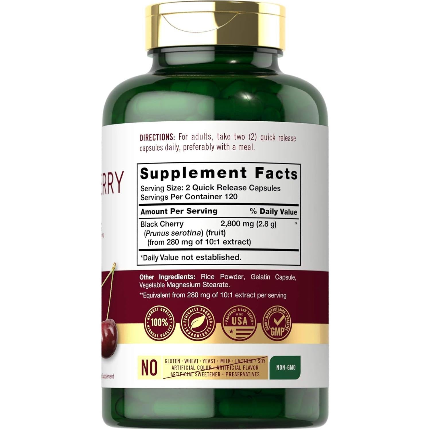 Cápsulas de Extracto de Cereza Negra Carlyle 2800 mg - 240 Unidades