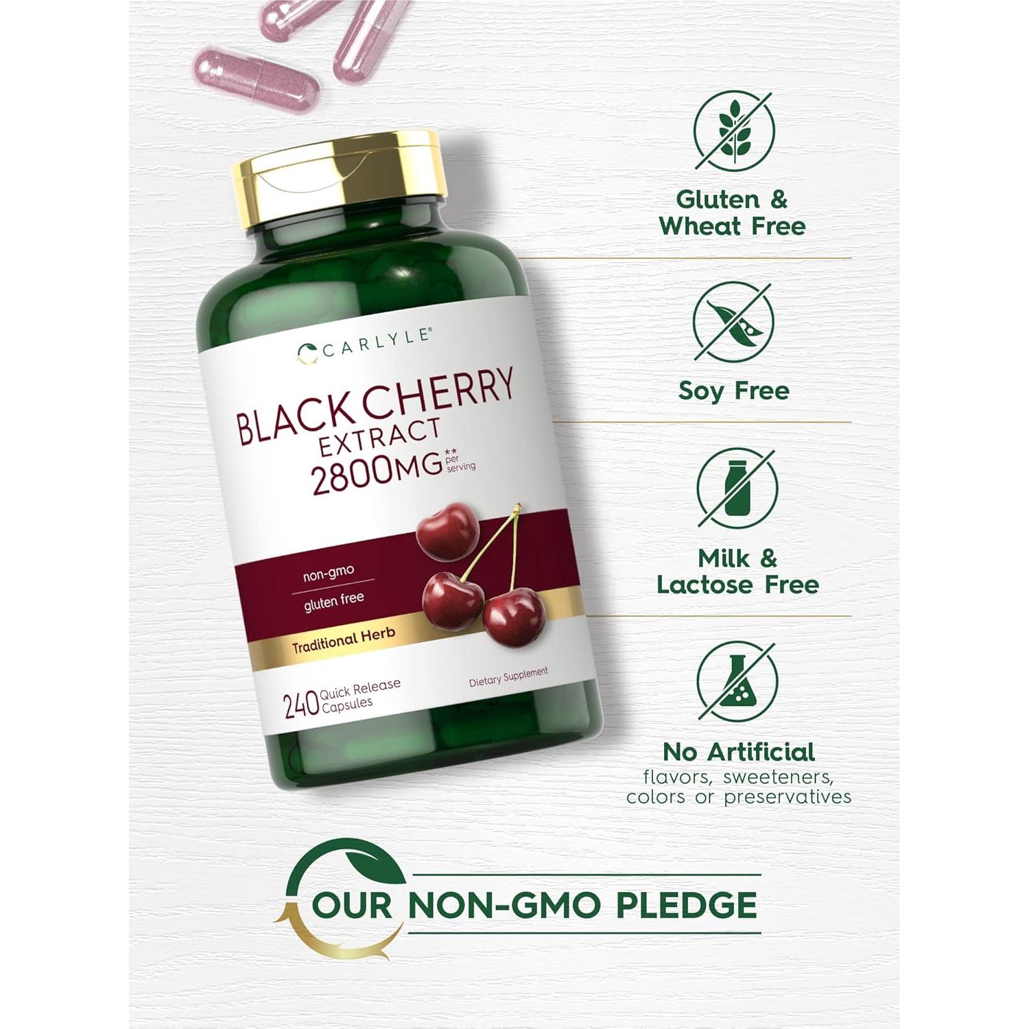 Cápsulas de Extracto de Cereza Negra Carlyle 2800 mg - 240 Unidades