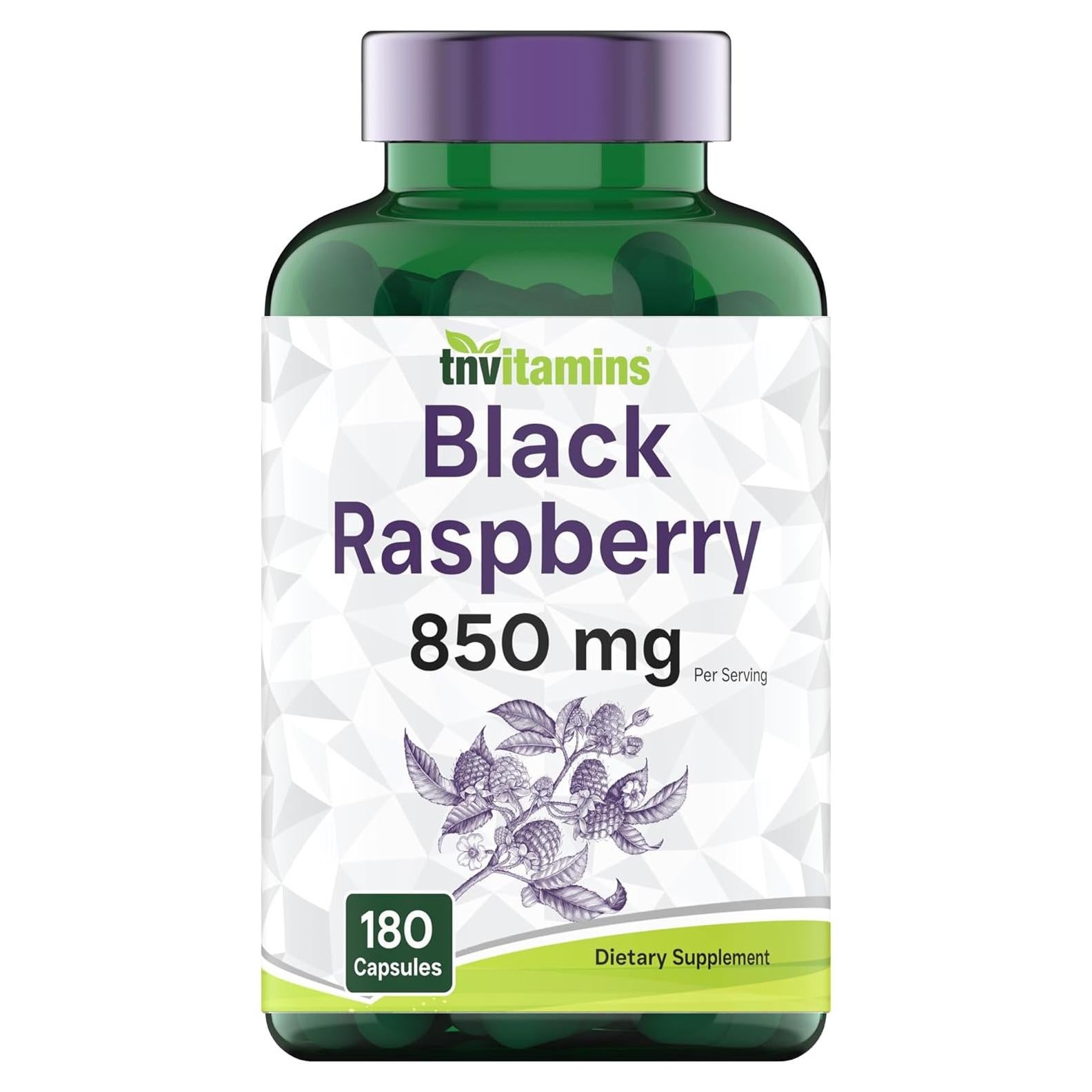 Cápsulas de Frambuesa Negra TNVitamins 850mg - 180 Unidades