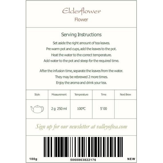 Té Herbal de Flor de Saúco Orgánico - Valley of Tea - 100g