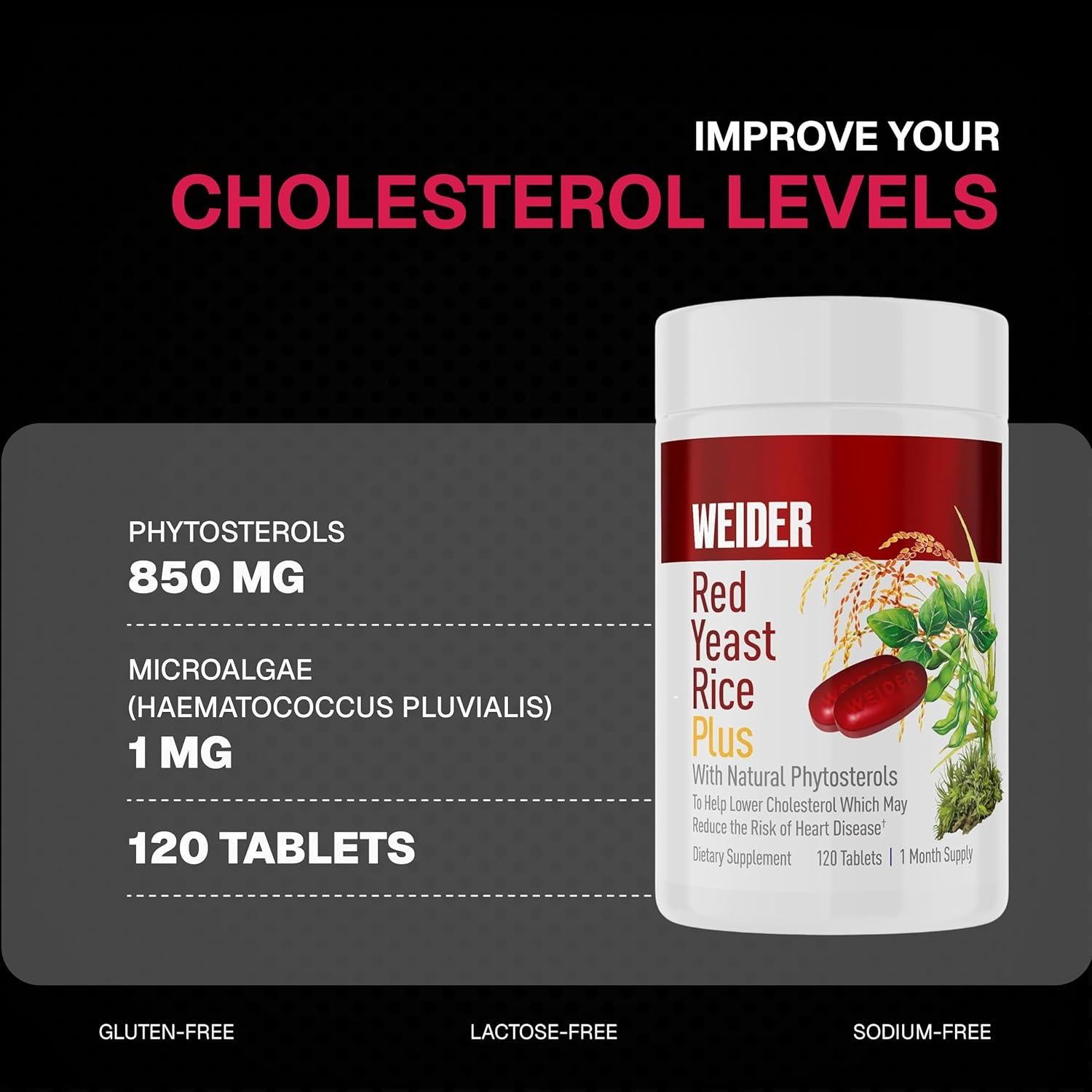 Suplemento Weider Arroz de Levadura Roja 1200mg 120 Cápsulas