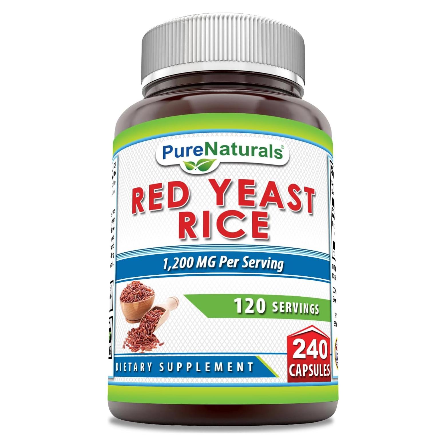 Suplemento de Arroz de Levadura Roja Pure Naturals 1200 mg - 240 Cápsulas