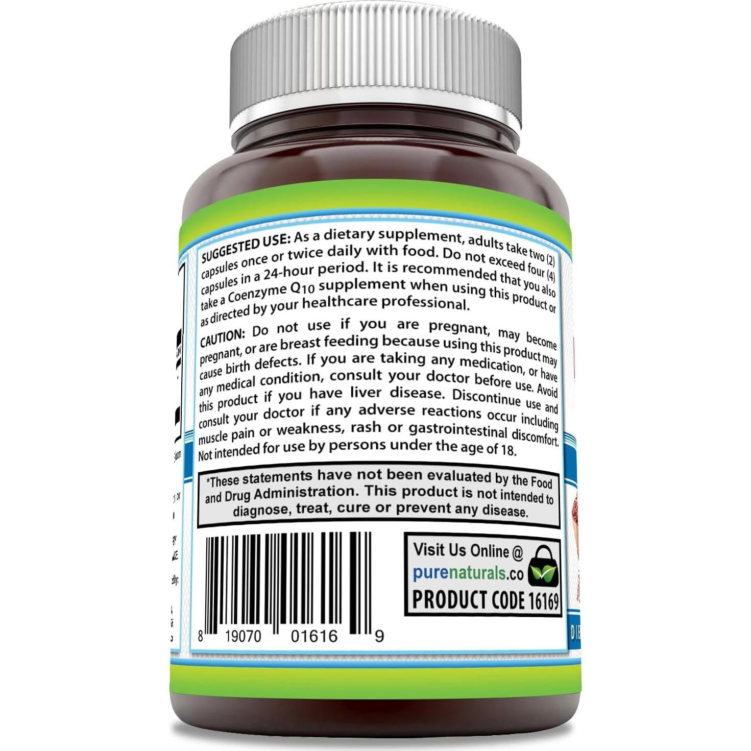 Suplemento de Arroz de Levadura Roja Pure Naturals 1200 mg - 240 Cápsulas