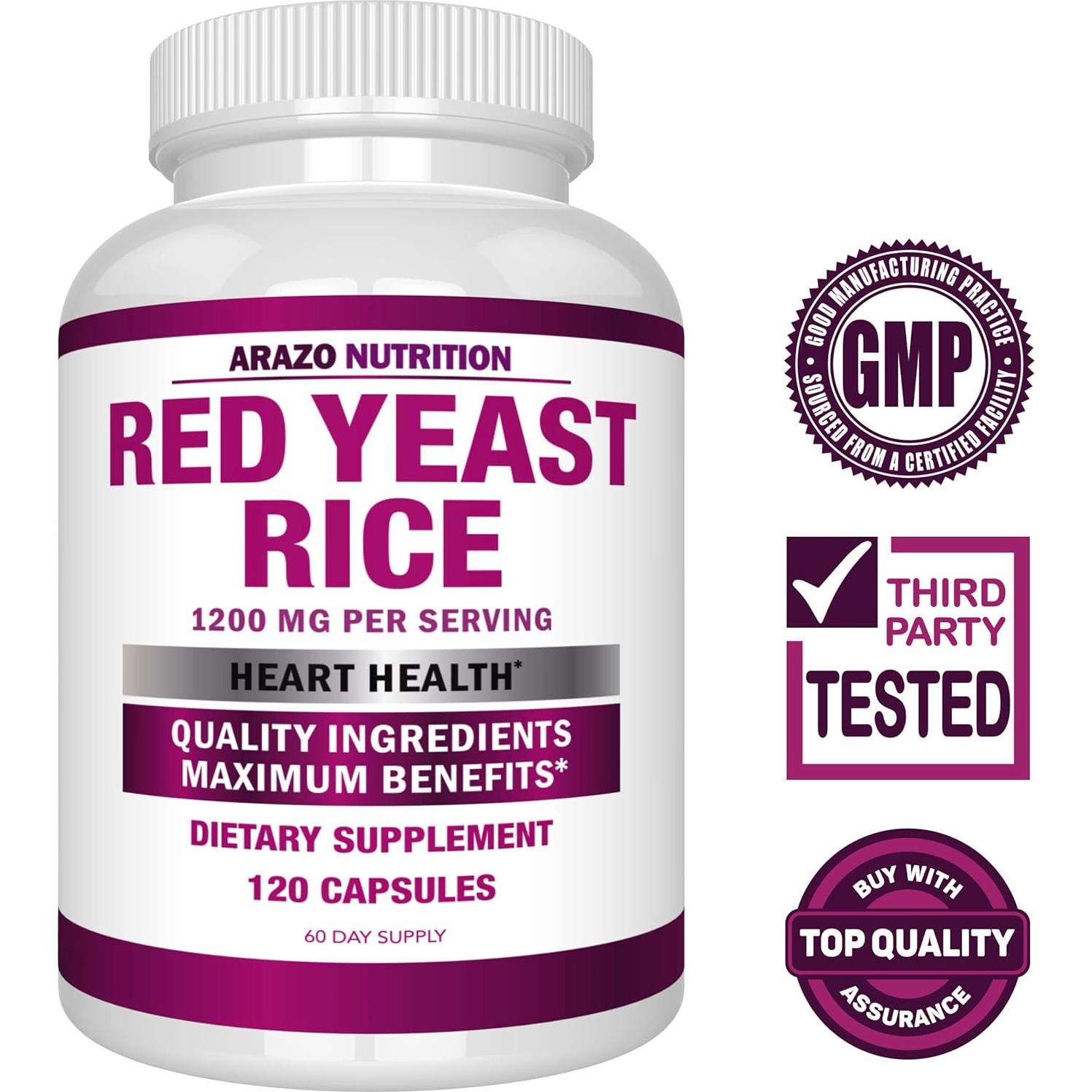 Extracto de Arroz Rojo Arazo Nutrition 1200 MG 120 Cápsulas