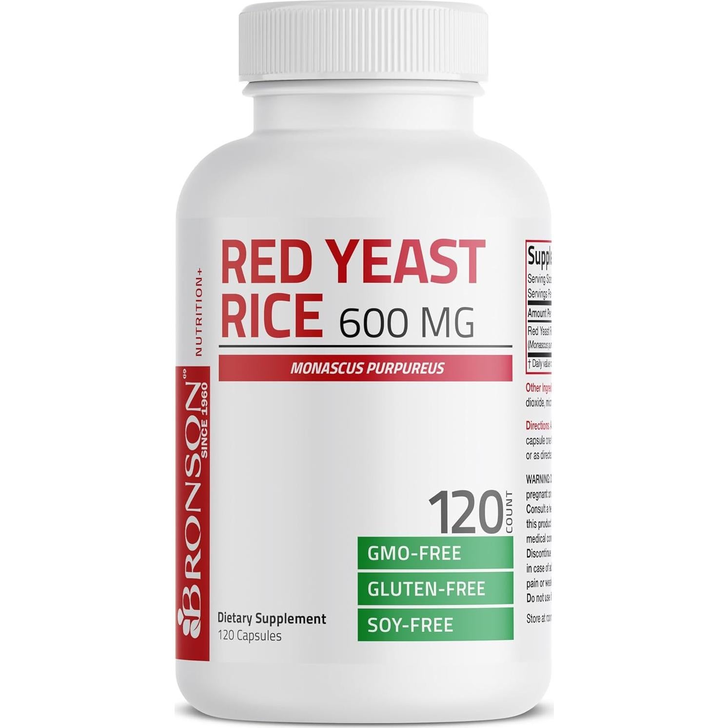 Arroz de Levadura Roja Bronson 600 MG 120 Cápsulas Salud