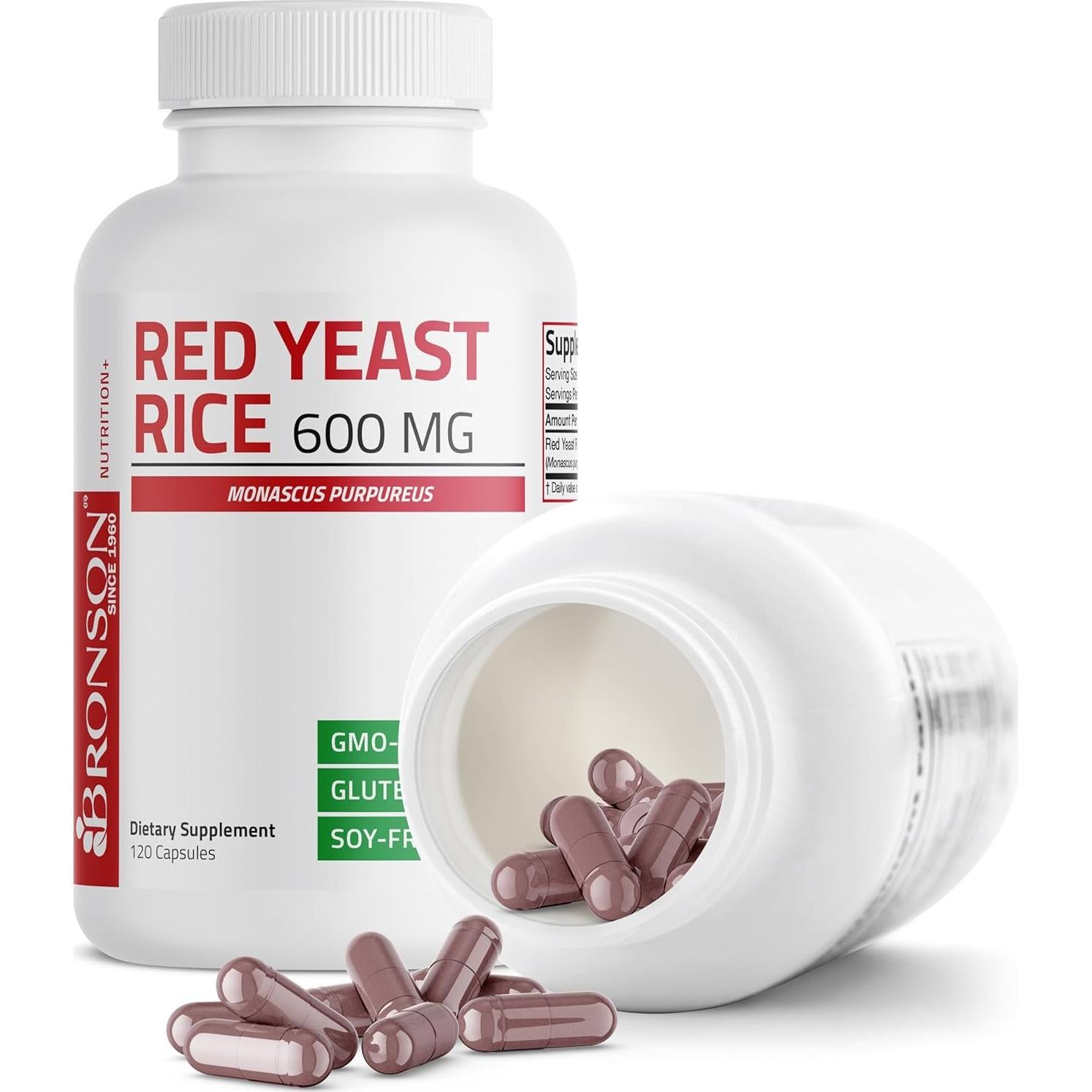 Arroz de Levadura Roja Bronson 600 MG 120 Cápsulas Salud