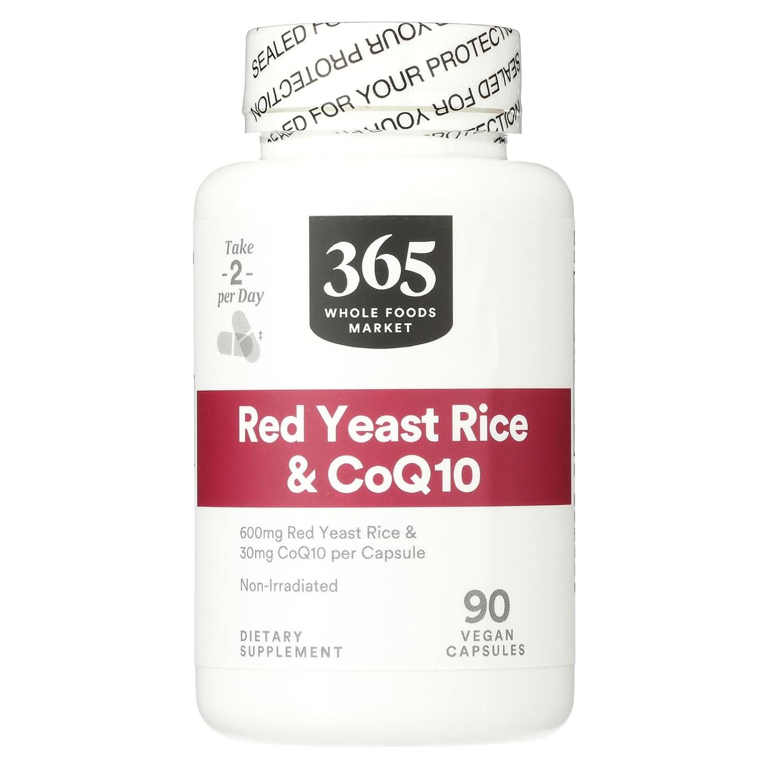 Suplemento Arroz de Levadura Roja CoQ10 365 Whole Foods 90 Cápsulas